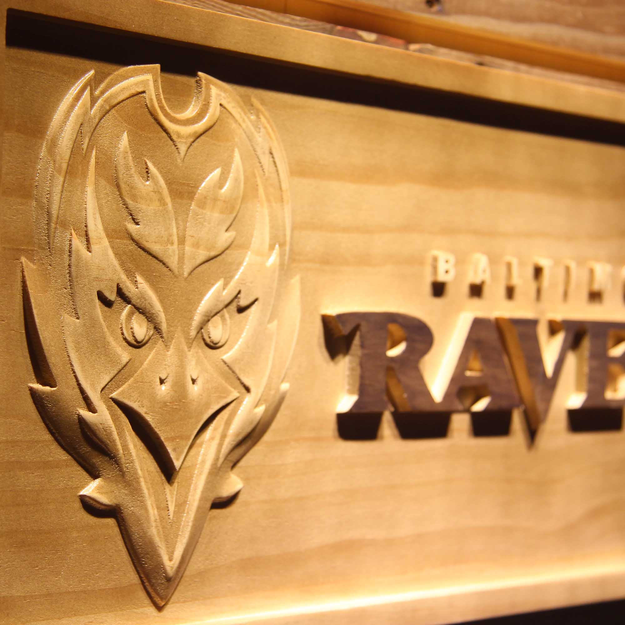 Baltimore Ravens Football Man Cave Sport 3D Wooden Engrave Sign