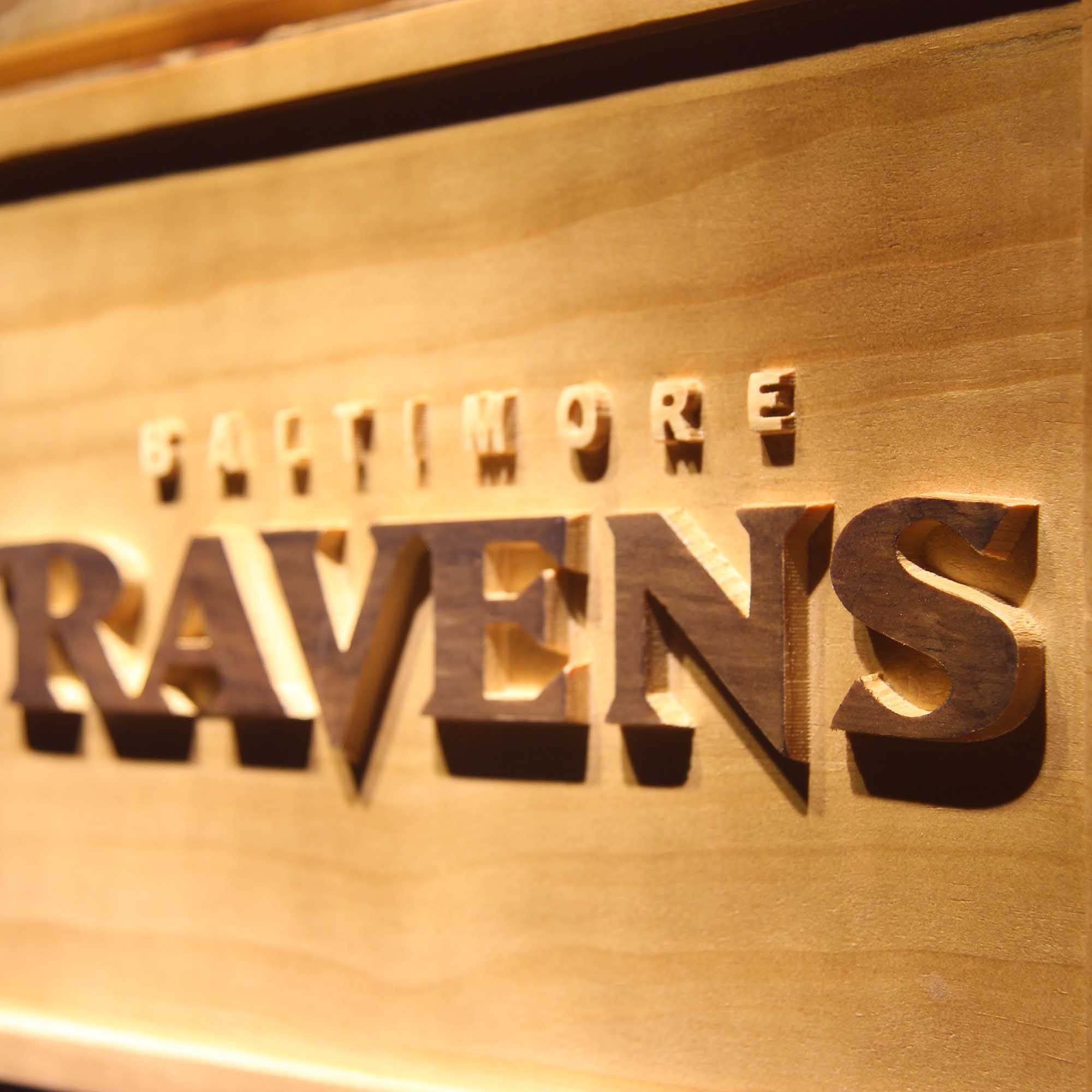 Baltimore Ravens Football Man Cave Sport 3D Wooden Engrave Sign