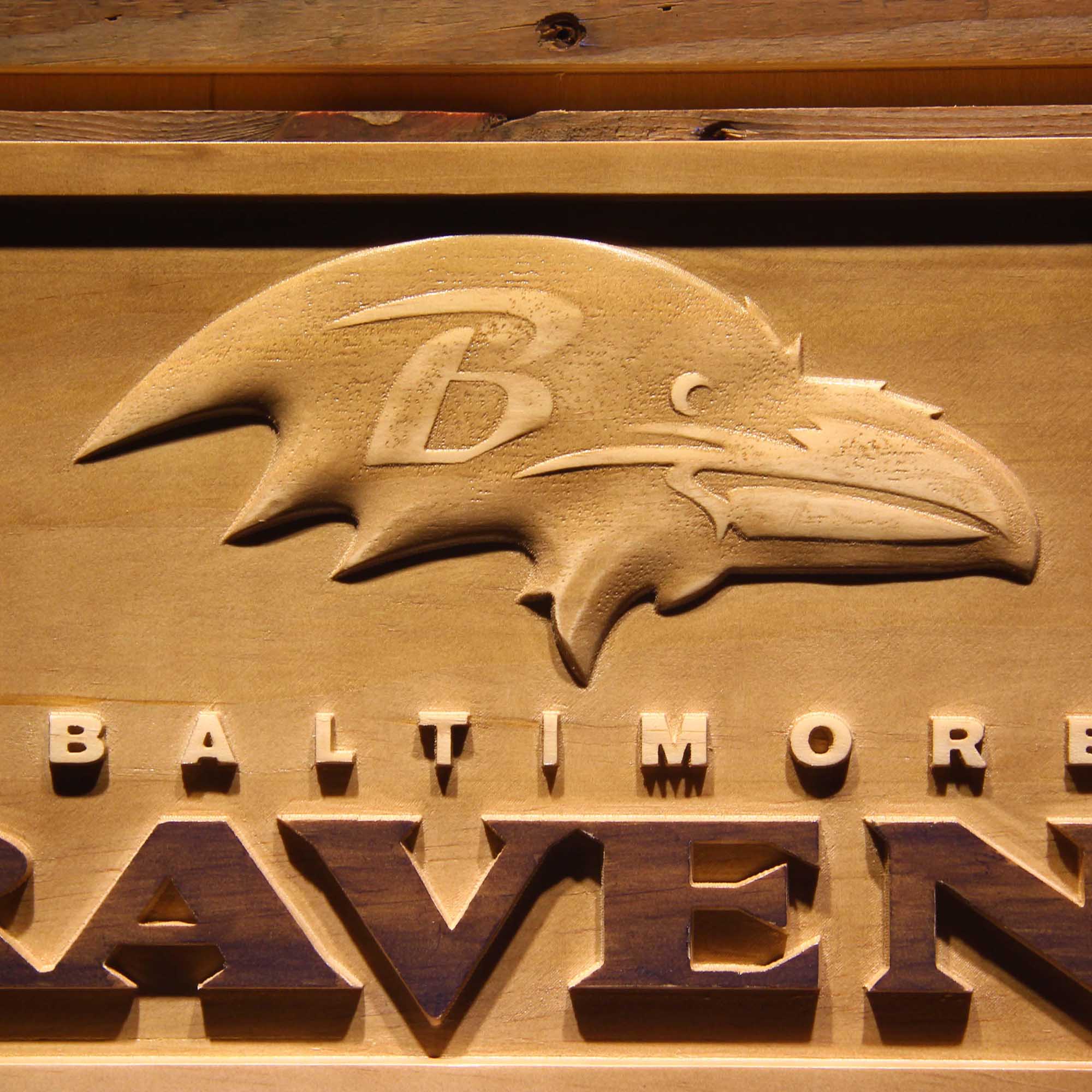 Baltimore Ravens Football Man Cave Sport 3D Wooden Engrave Sign