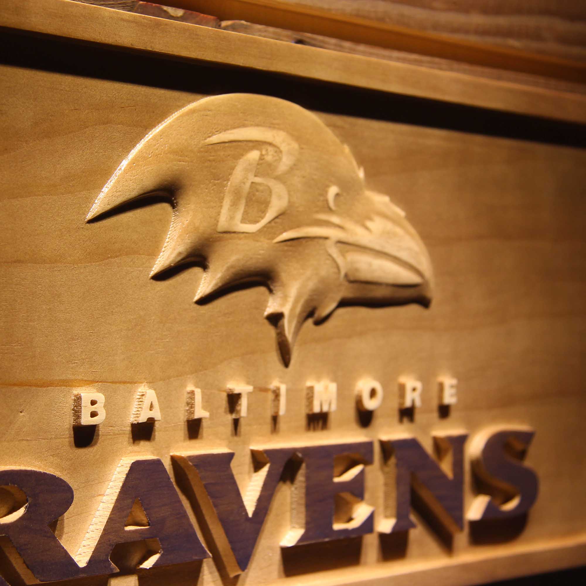 Baltimore Ravens Football Man Cave Sport 3D Wooden Engrave Sign