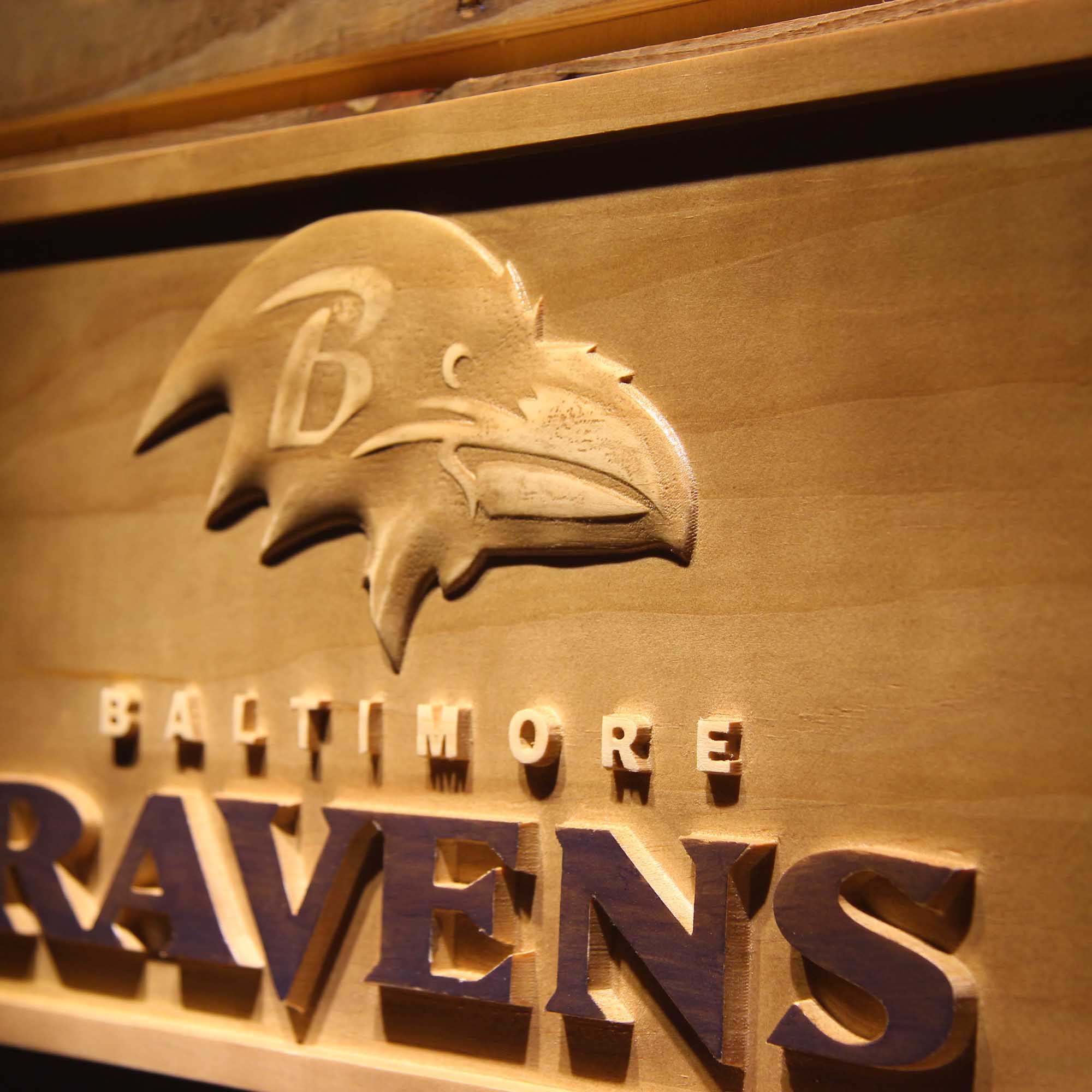 Baltimore Ravens Football Man Cave Sport 3D Wooden Engrave Sign