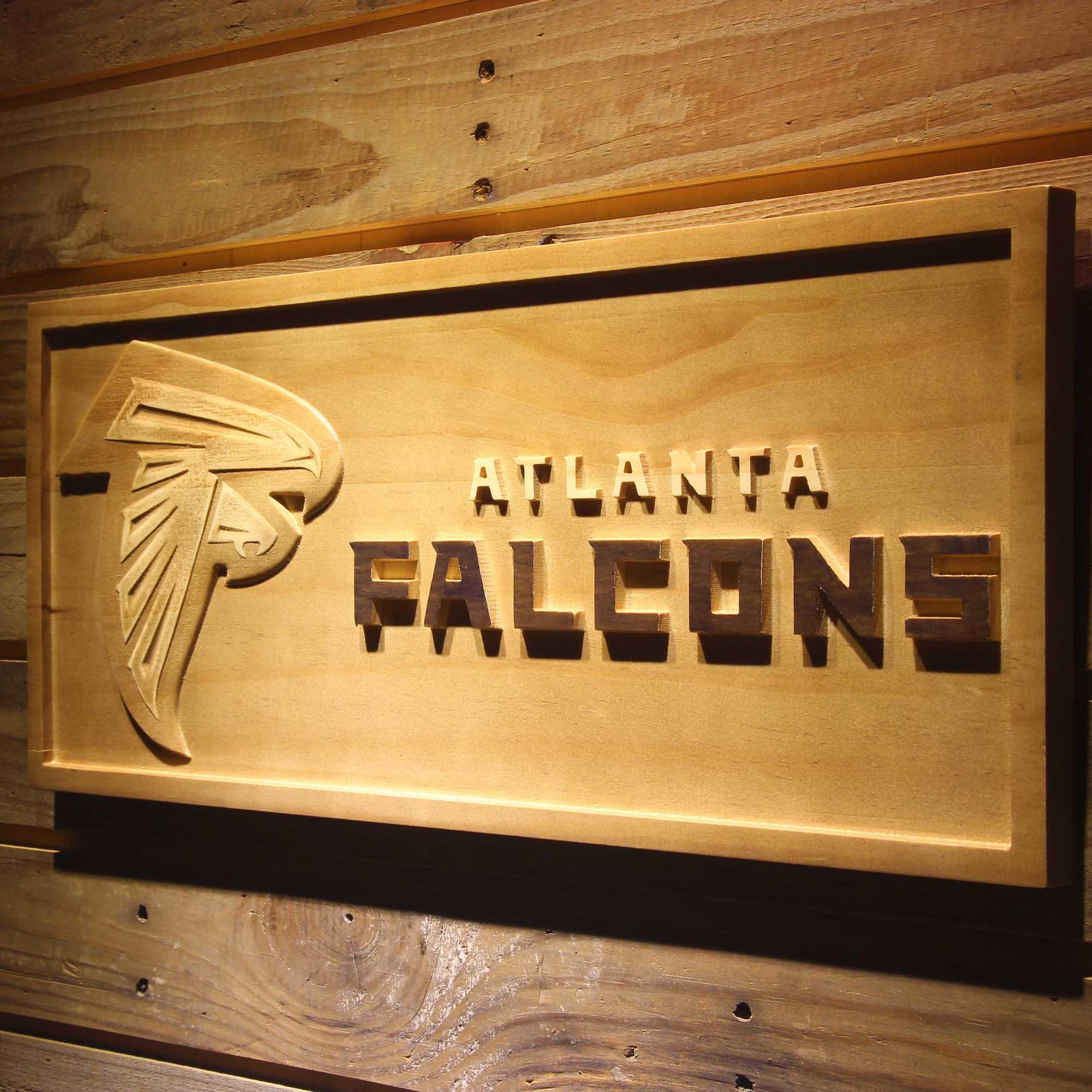 Atlanta Falcons Football Man Cave Sport 3D Wooden Engrave Sign