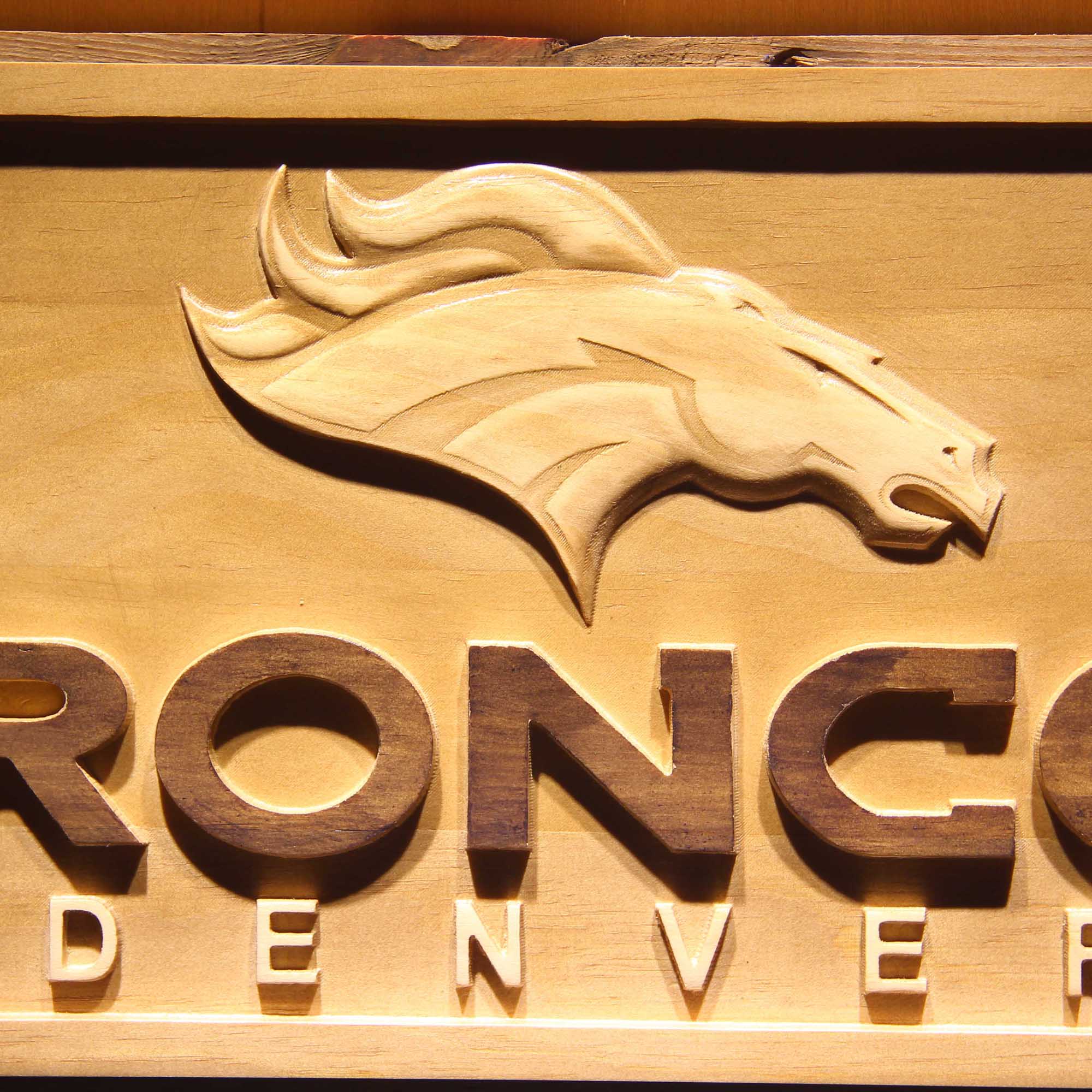 Denver Broncos Football Man Cave Sport 3D Wooden Engrave Sign