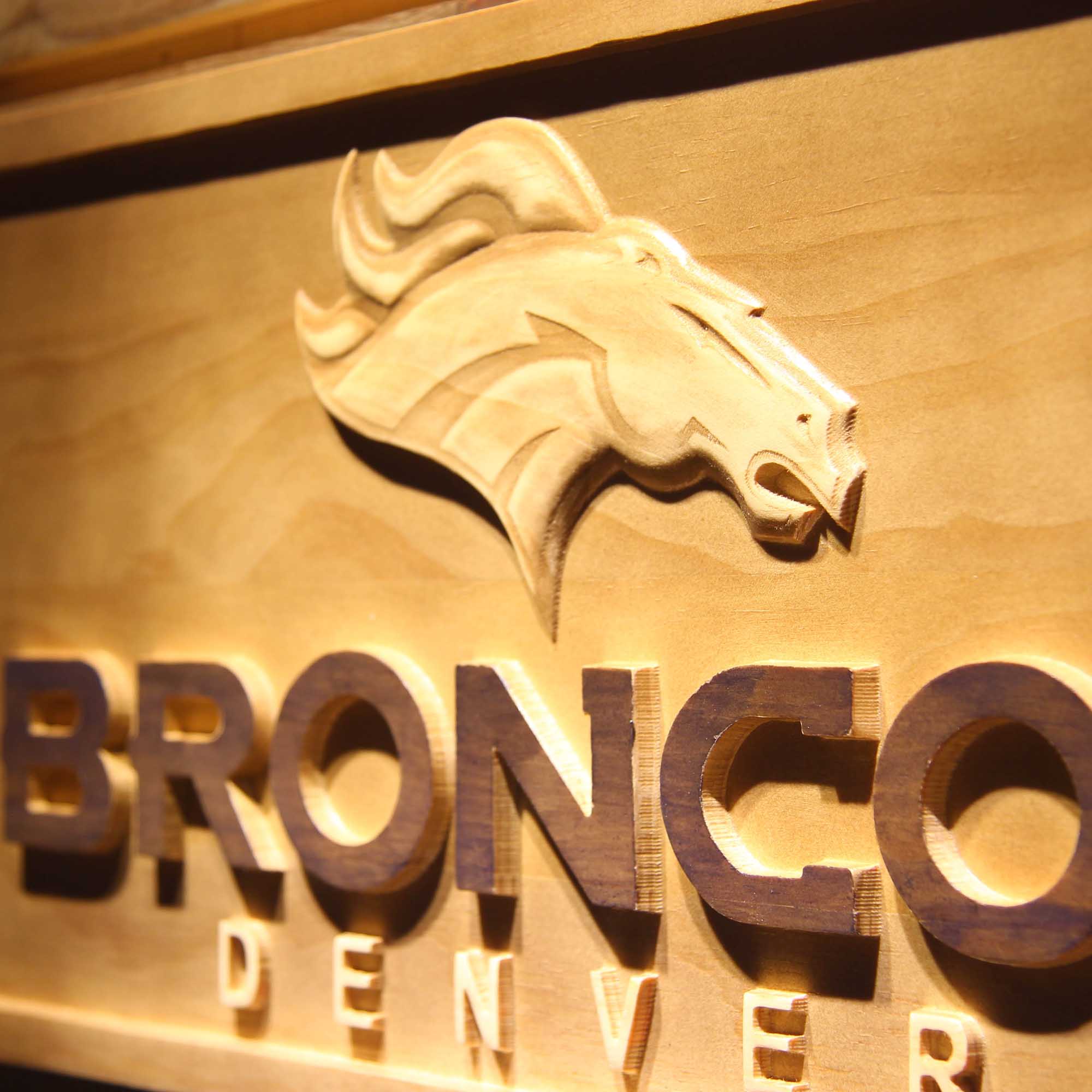 Denver Broncos Football Man Cave Sport 3D Wooden Engrave Sign
