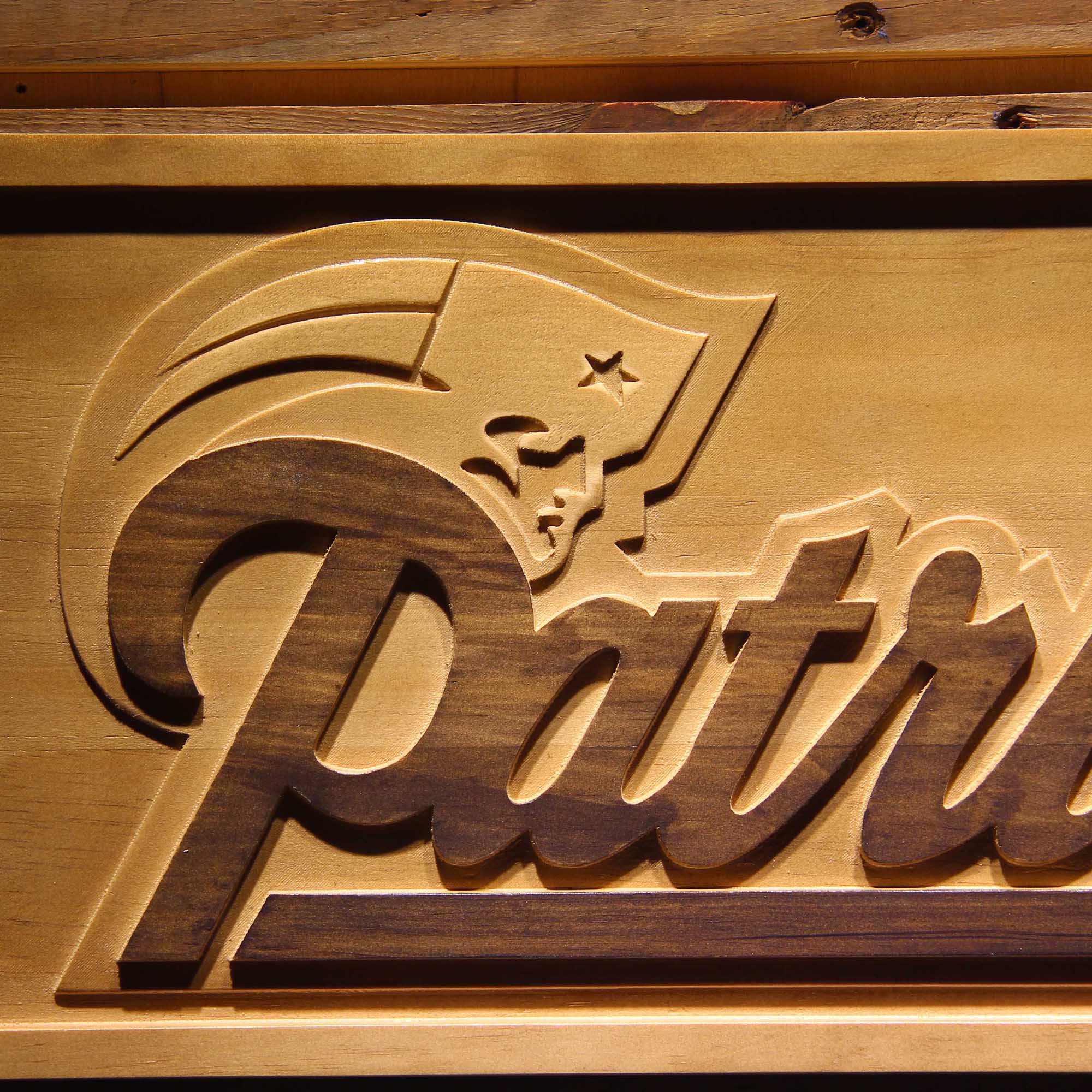 New England Patriots Football Man Cave Sport 3D Wooden Engrave Sign