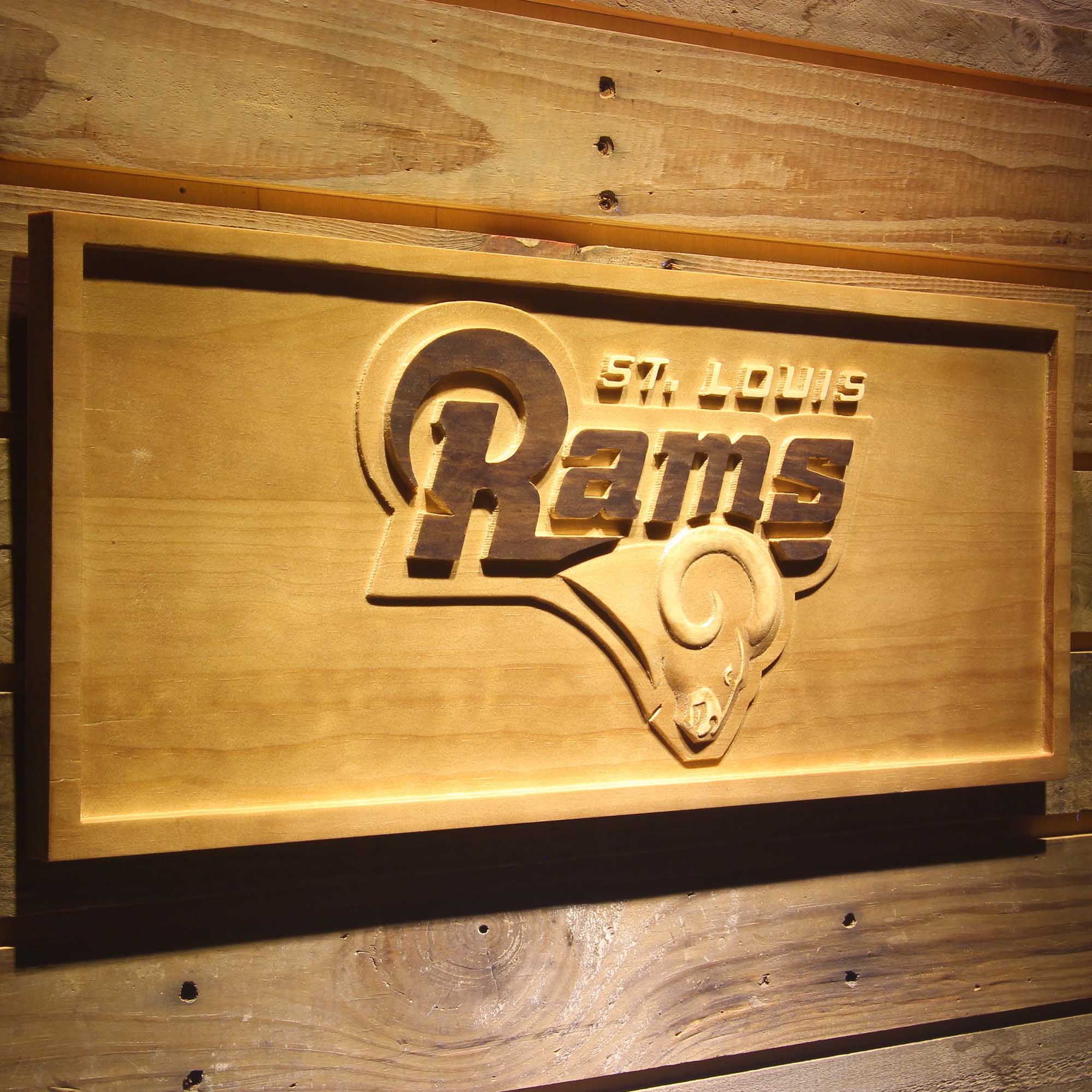 St. Louis Rams Football Man Cave Sport 3D Wooden Engrave Sign