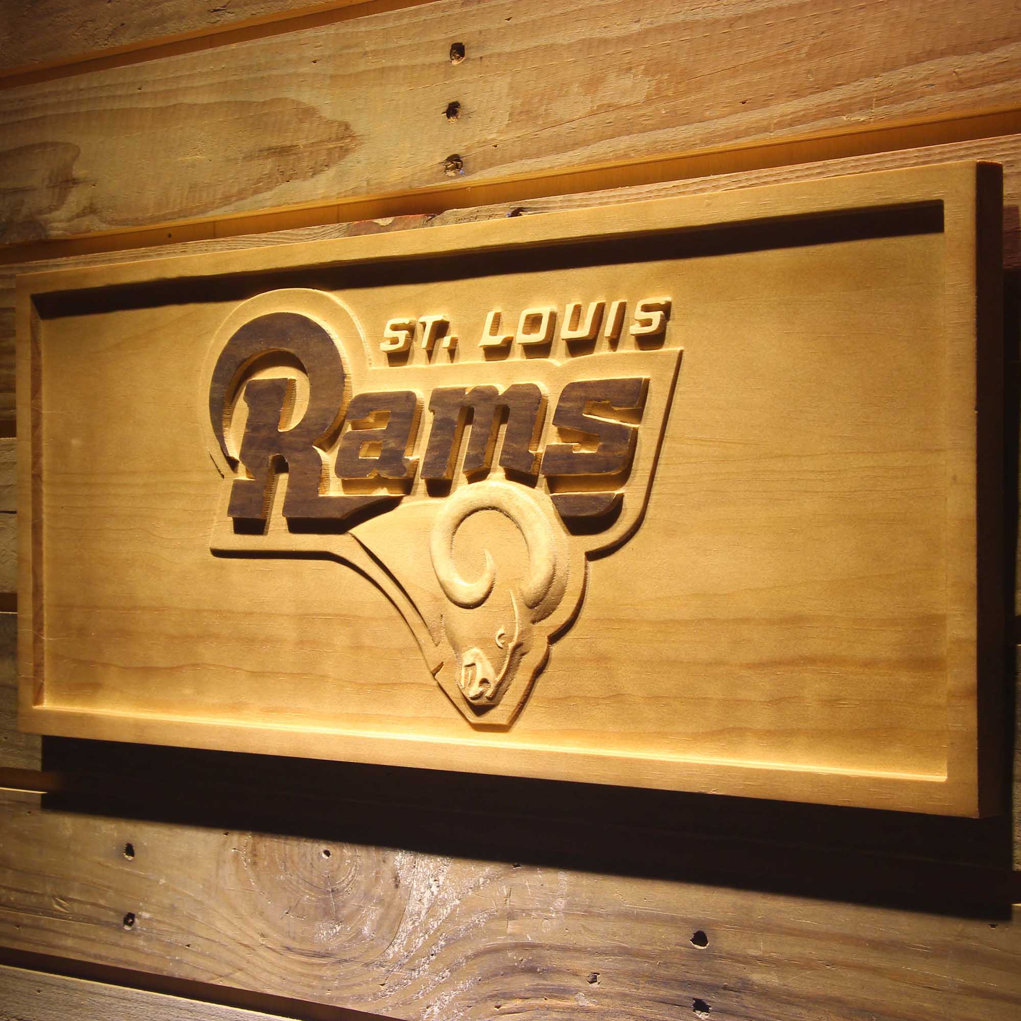 St. Louis Rams Football Man Cave Sport 3D Wooden Engrave Sign