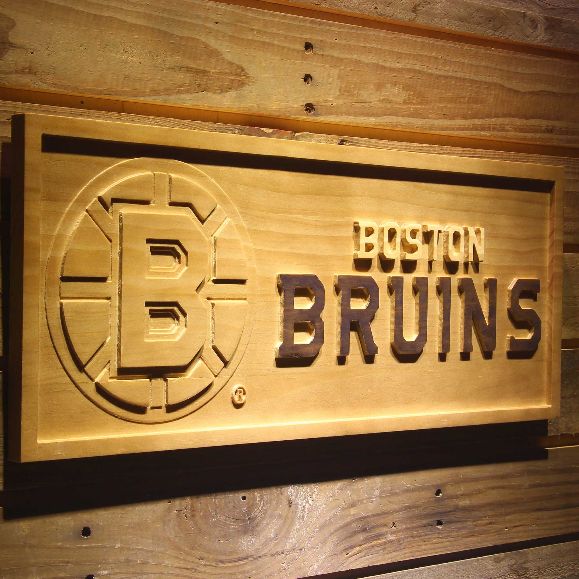 Boston Bruins Hockey Man Cave Sport 3D Wooden Engrave Sign