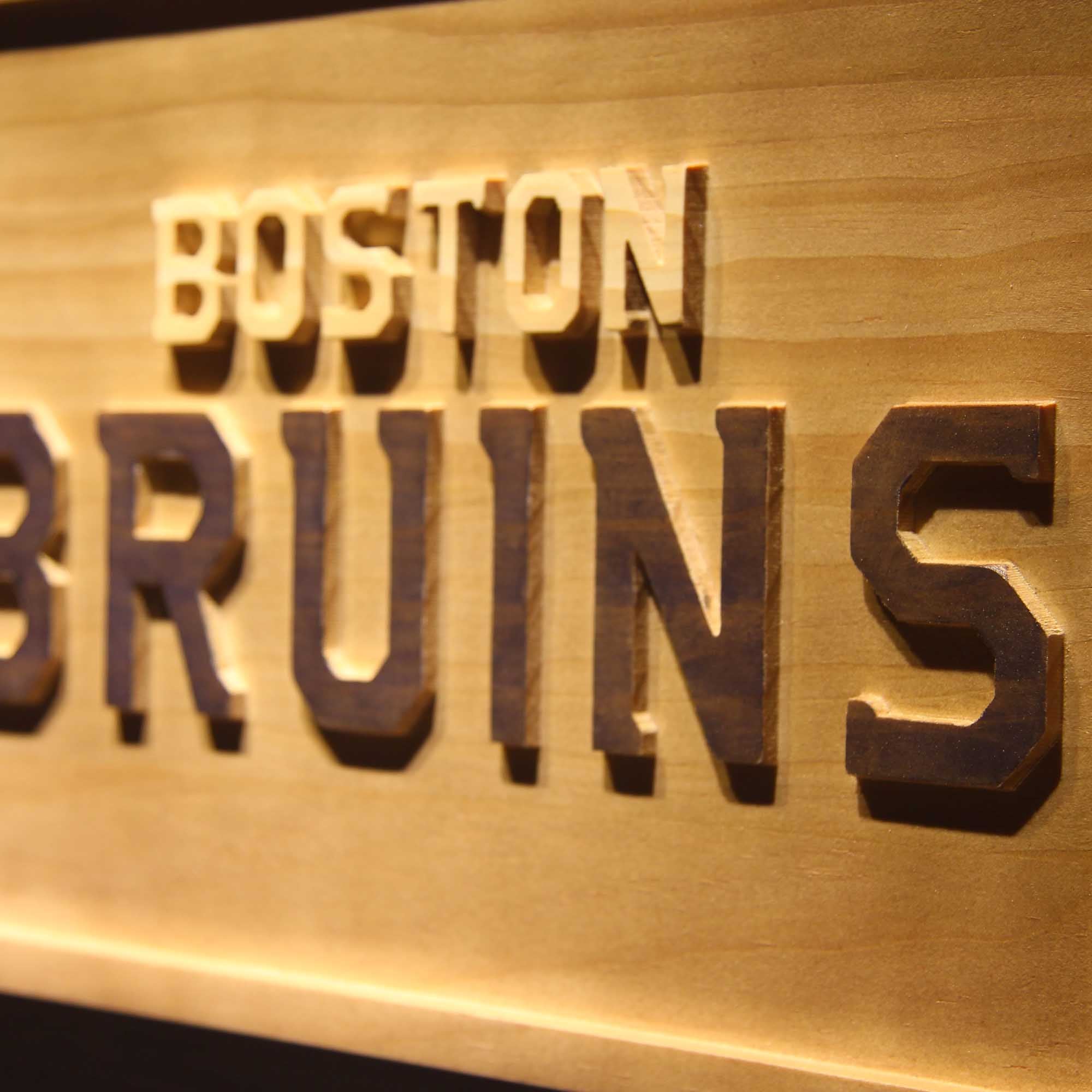 Boston Bruins Hockey Man Cave Sport 3D Wooden Engrave Sign