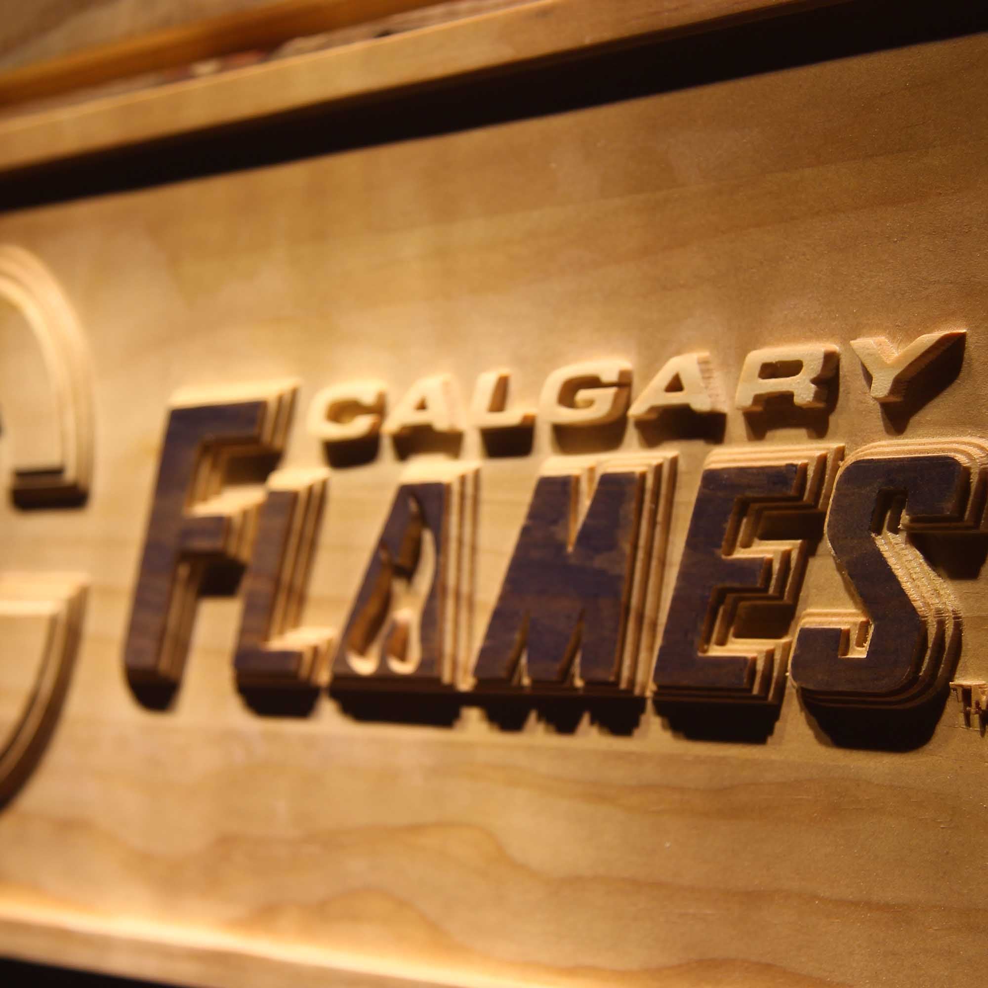 Calgary Flames Hockey Man Cave Sport 3D Wooden Engrave Sign