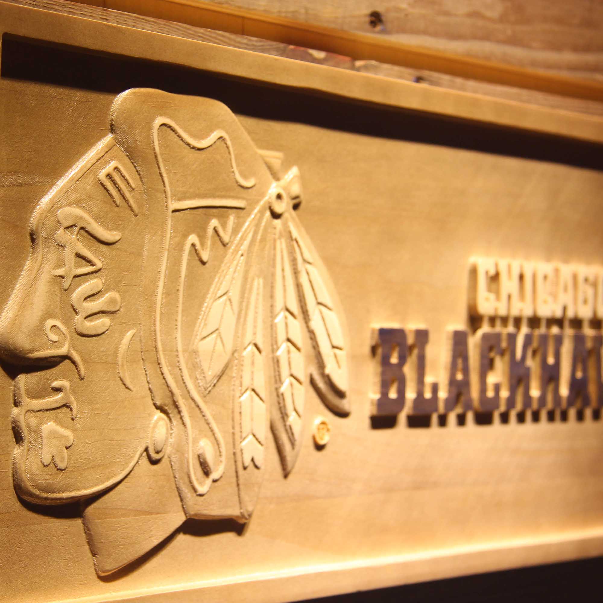 Chicago Blackhawks Hockey Man Cave Sport 3D Wooden Engrave Sign