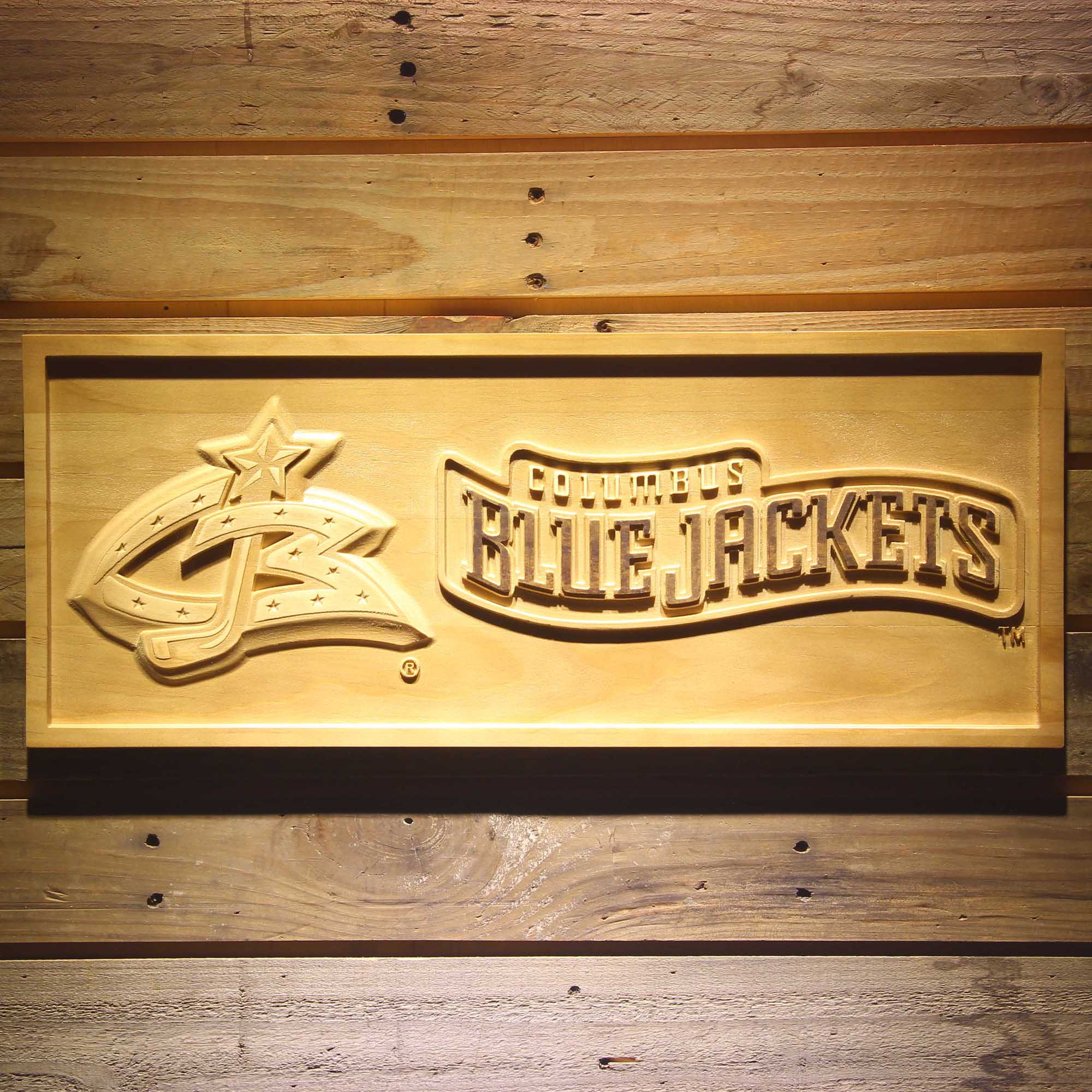 Columbus Jackets Hockey Man Cave Sport 3D Wooden Engrave Sign