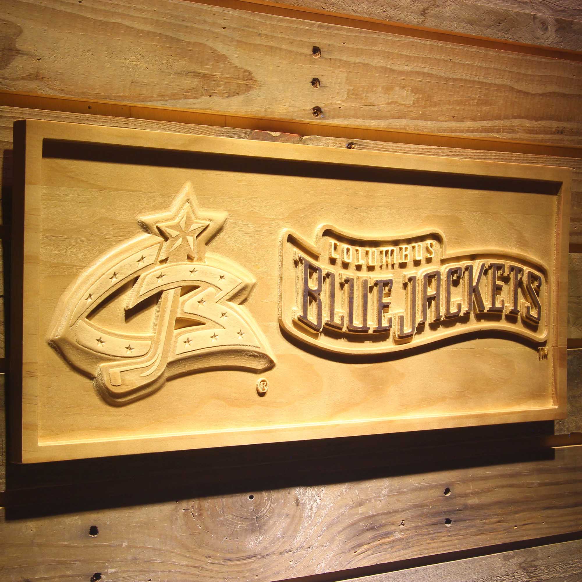 Columbus Jackets Hockey Man Cave Sport 3D Wooden Engrave Sign