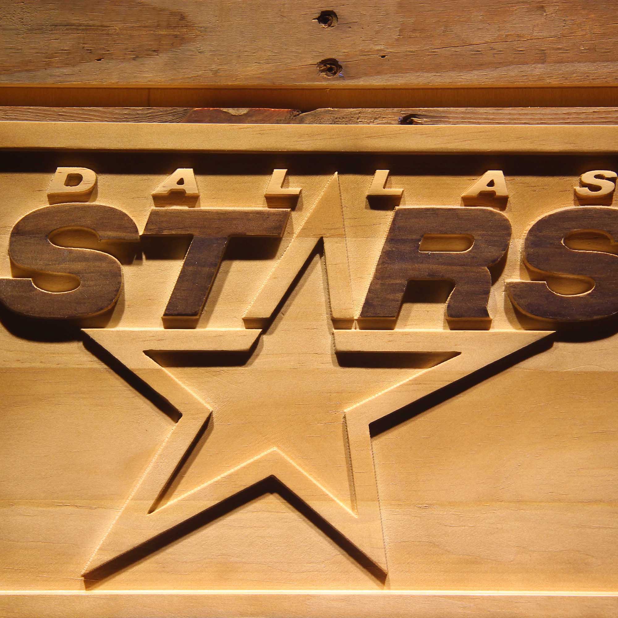 Dallas Stars Hockey Man Cave Sport 3D Wooden Engrave Sign