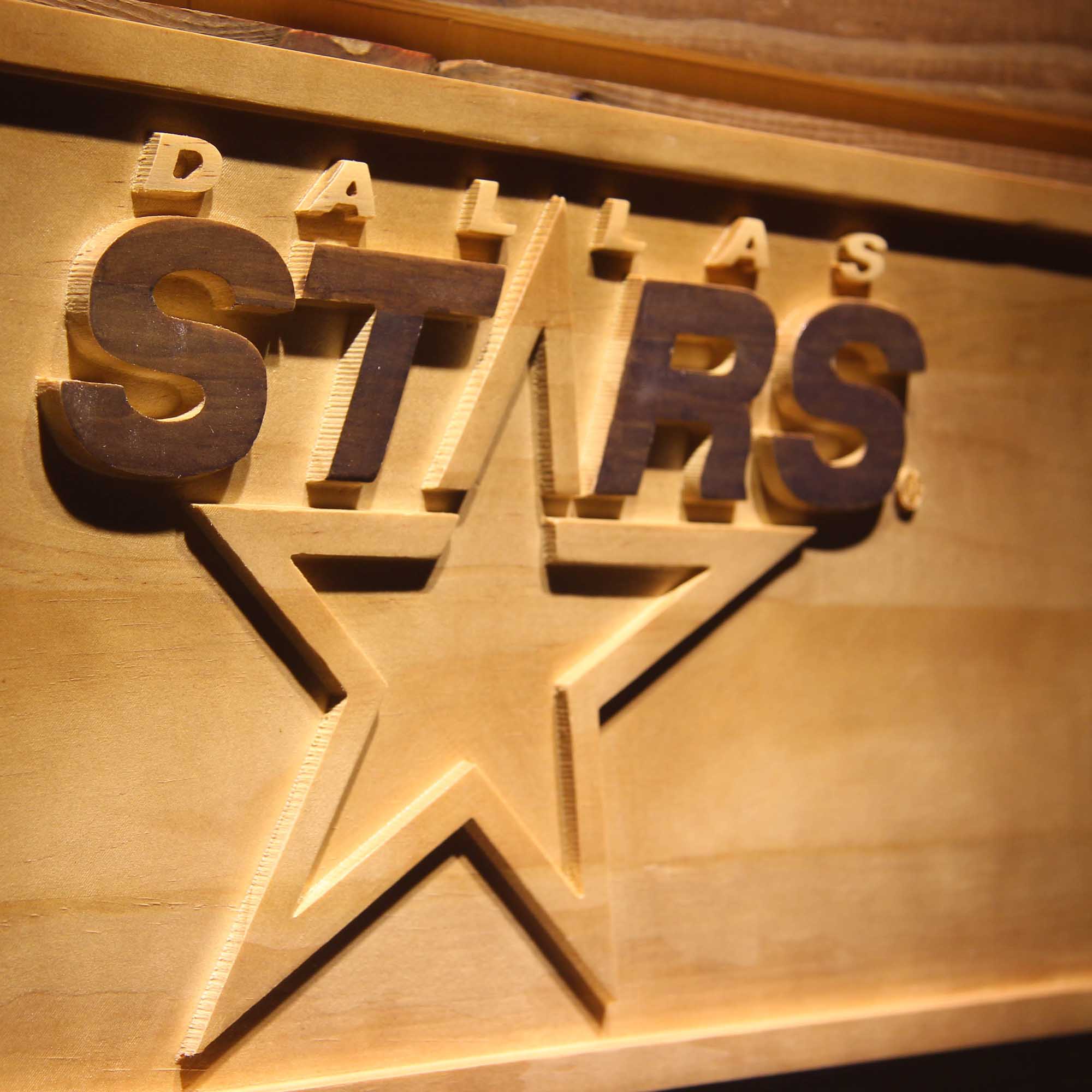 Dallas Stars Hockey Man Cave Sport 3D Wooden Engrave Sign