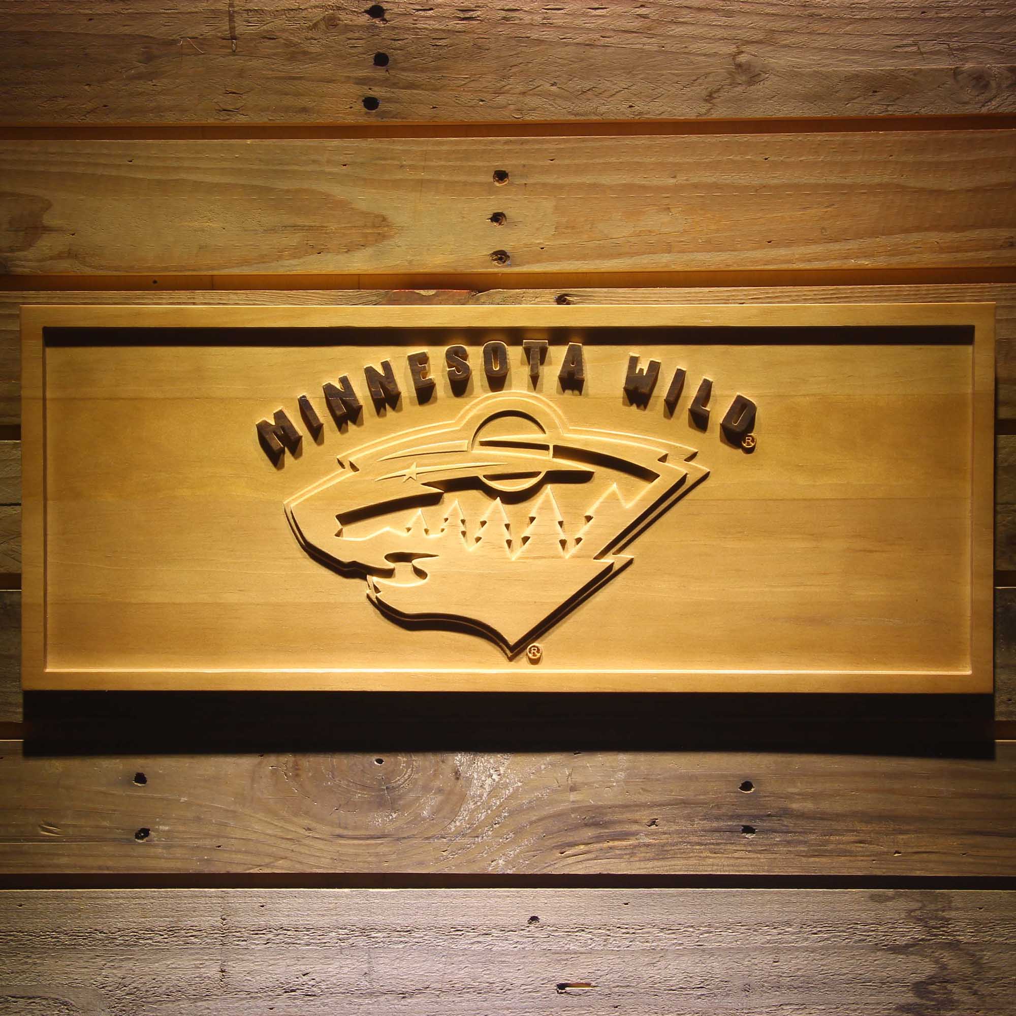 Minnesota Wild Hockey Man Cave Sport 3D Wooden Engrave Sign