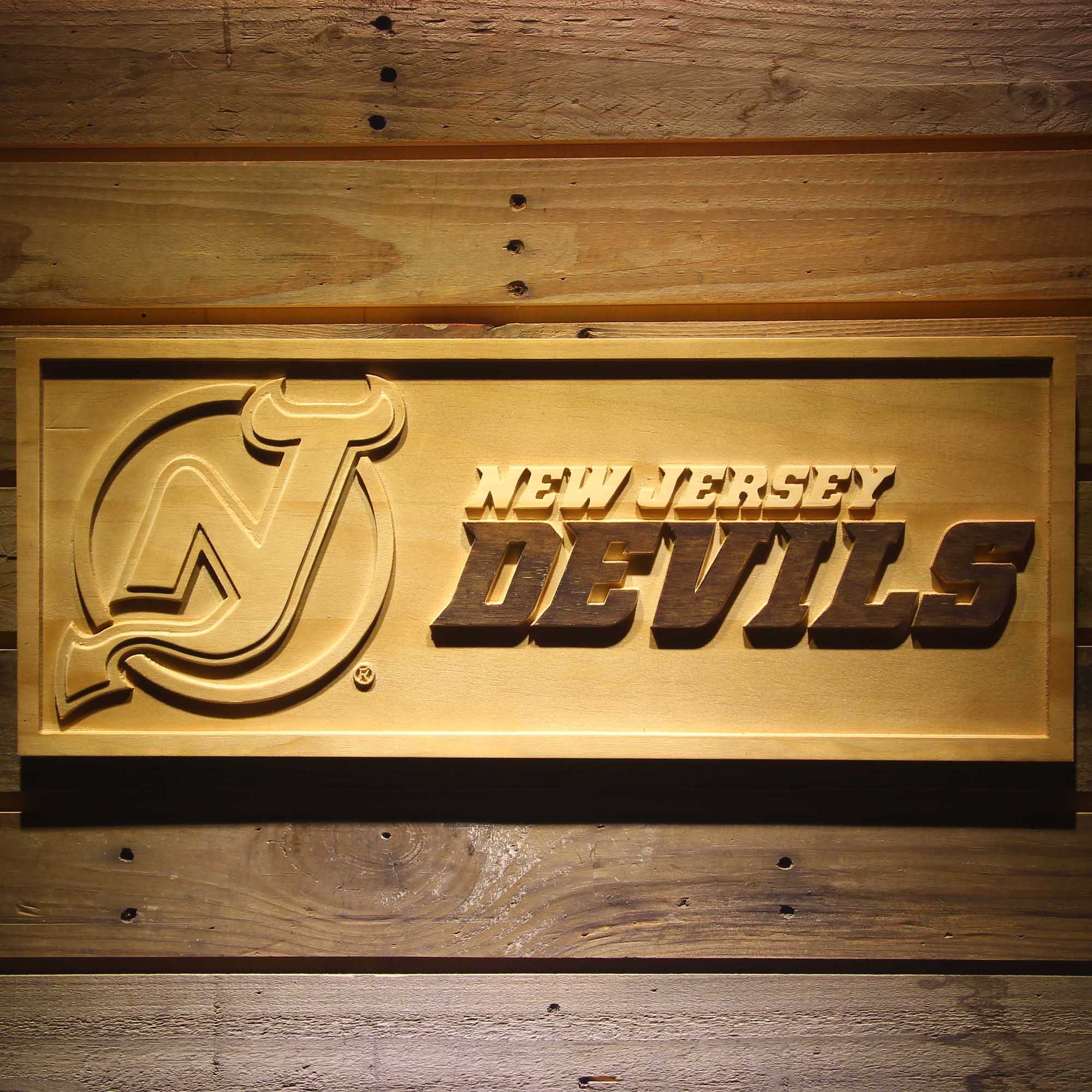 New Jersey Devils Hockey Man Cave Sport 3D Wooden Engrave Sign