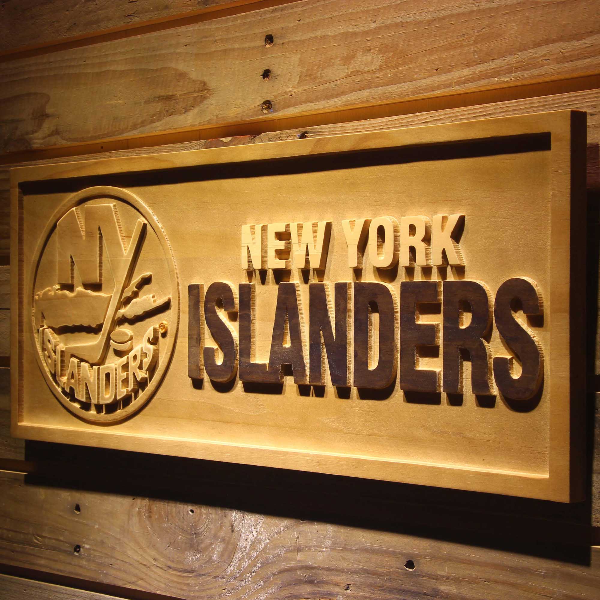 New York Islanders Hockey Man Cave Sport 3D Wooden Engrave Sign