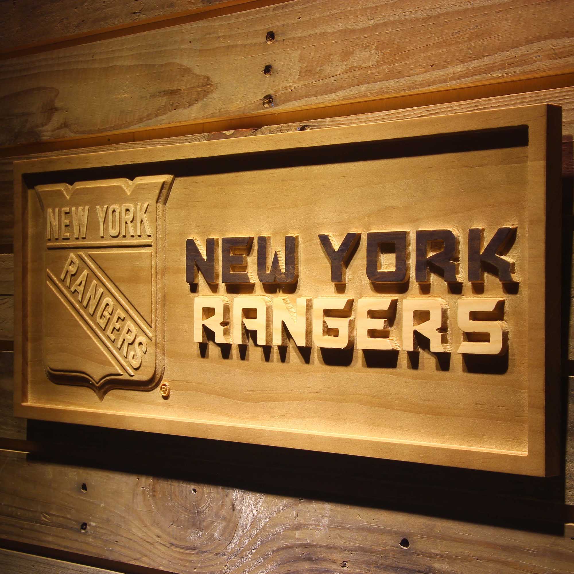 New York Rangers Hockey Man Cave Sport 3D Wooden Engrave Sign