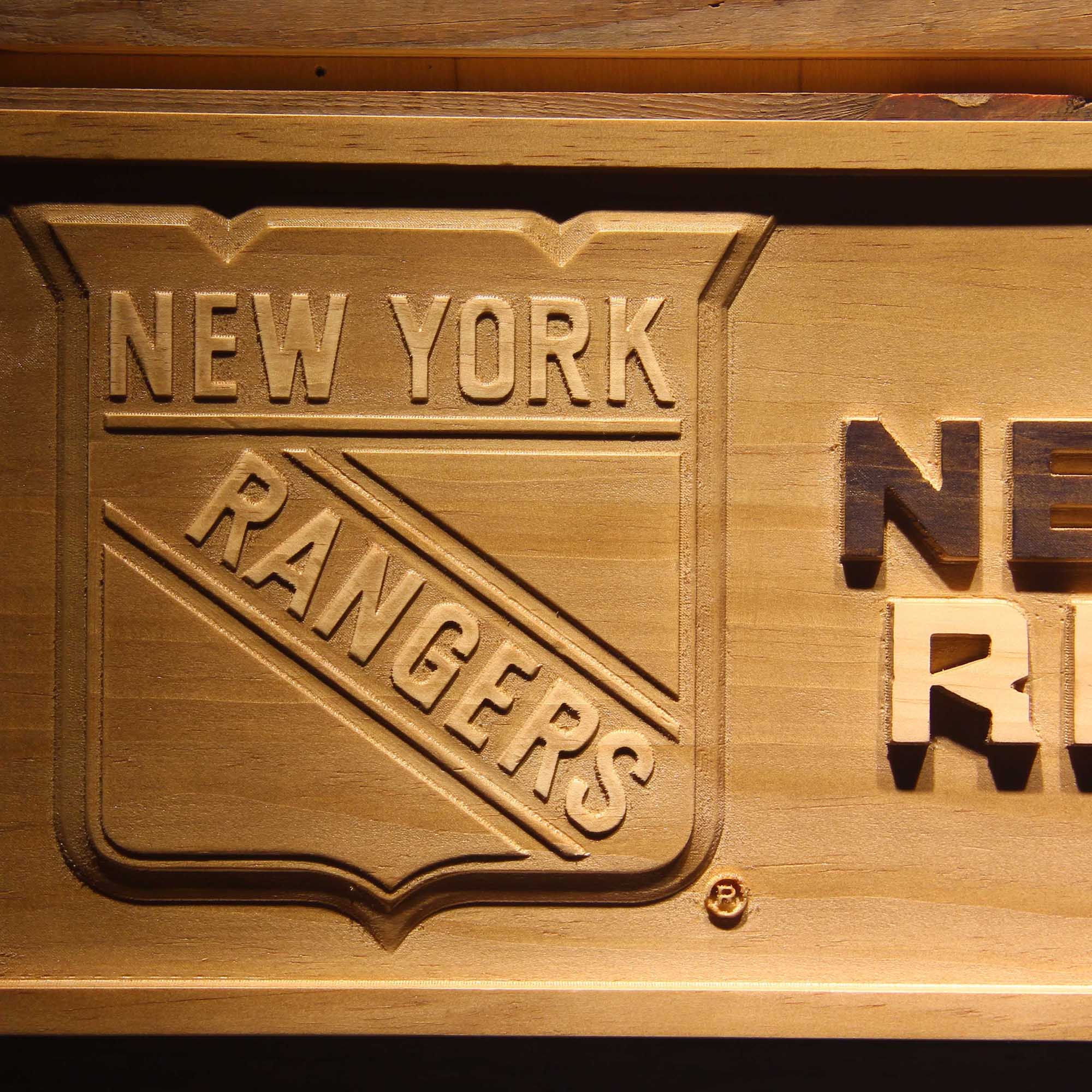 New York Rangers Hockey Man Cave Sport 3D Wooden Engrave Sign