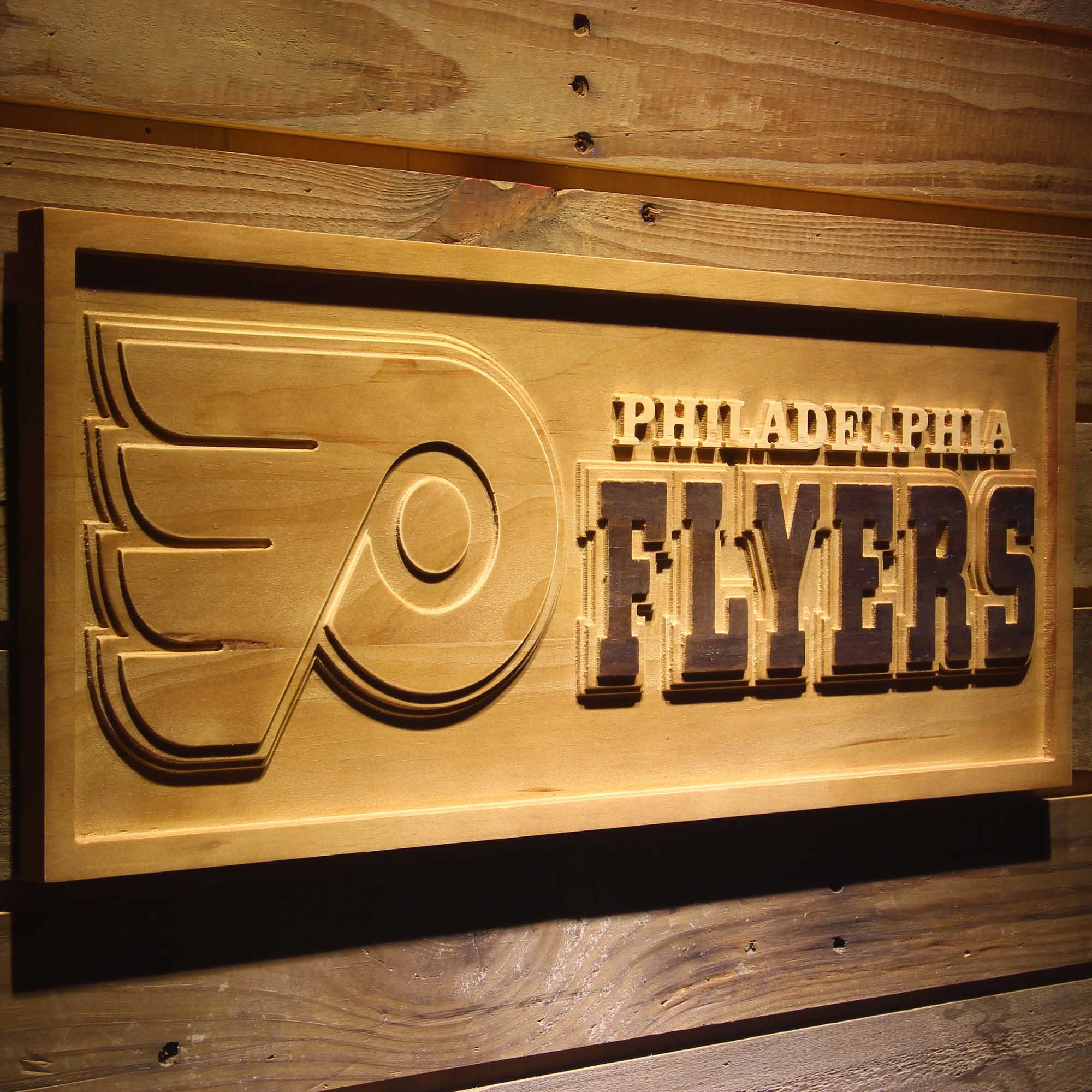 Philadelphia Flyers Hockey Man Cave Sport 3D Wooden Engrave Sign