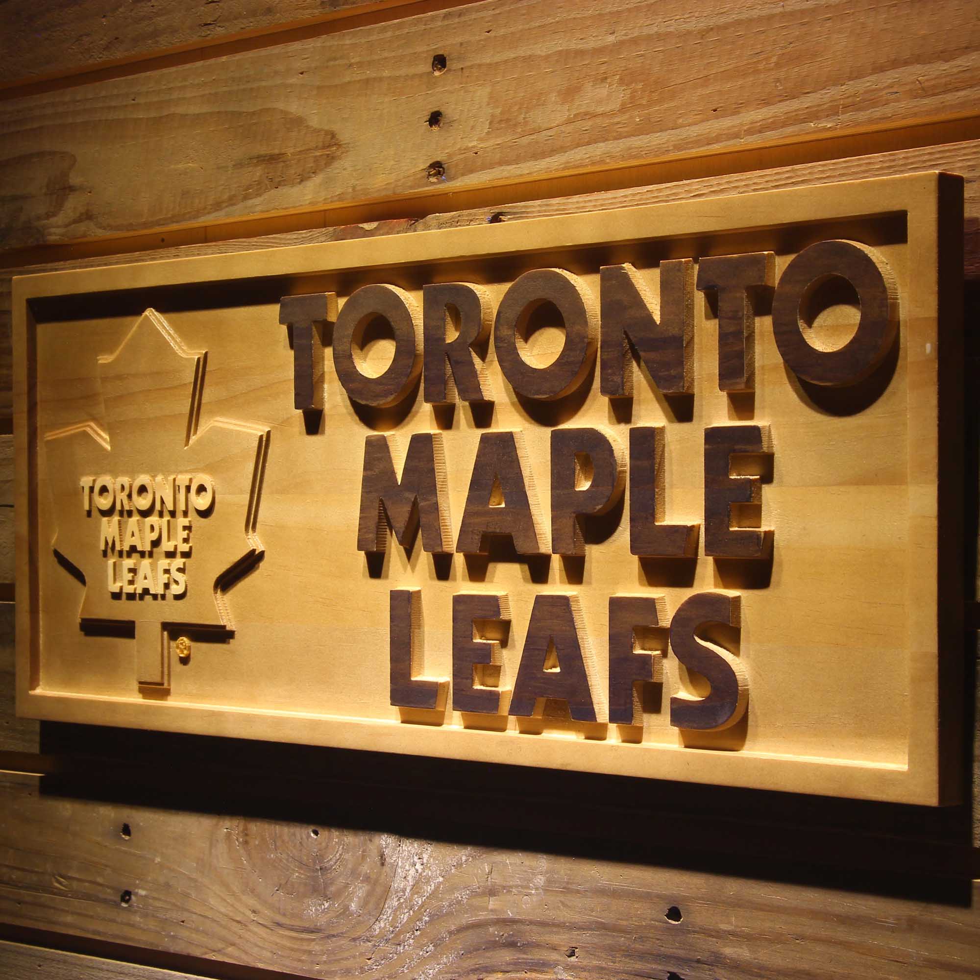 Toronto Maple Leafs Hockey Man Cave Sport 3D Wooden Engrave Sign