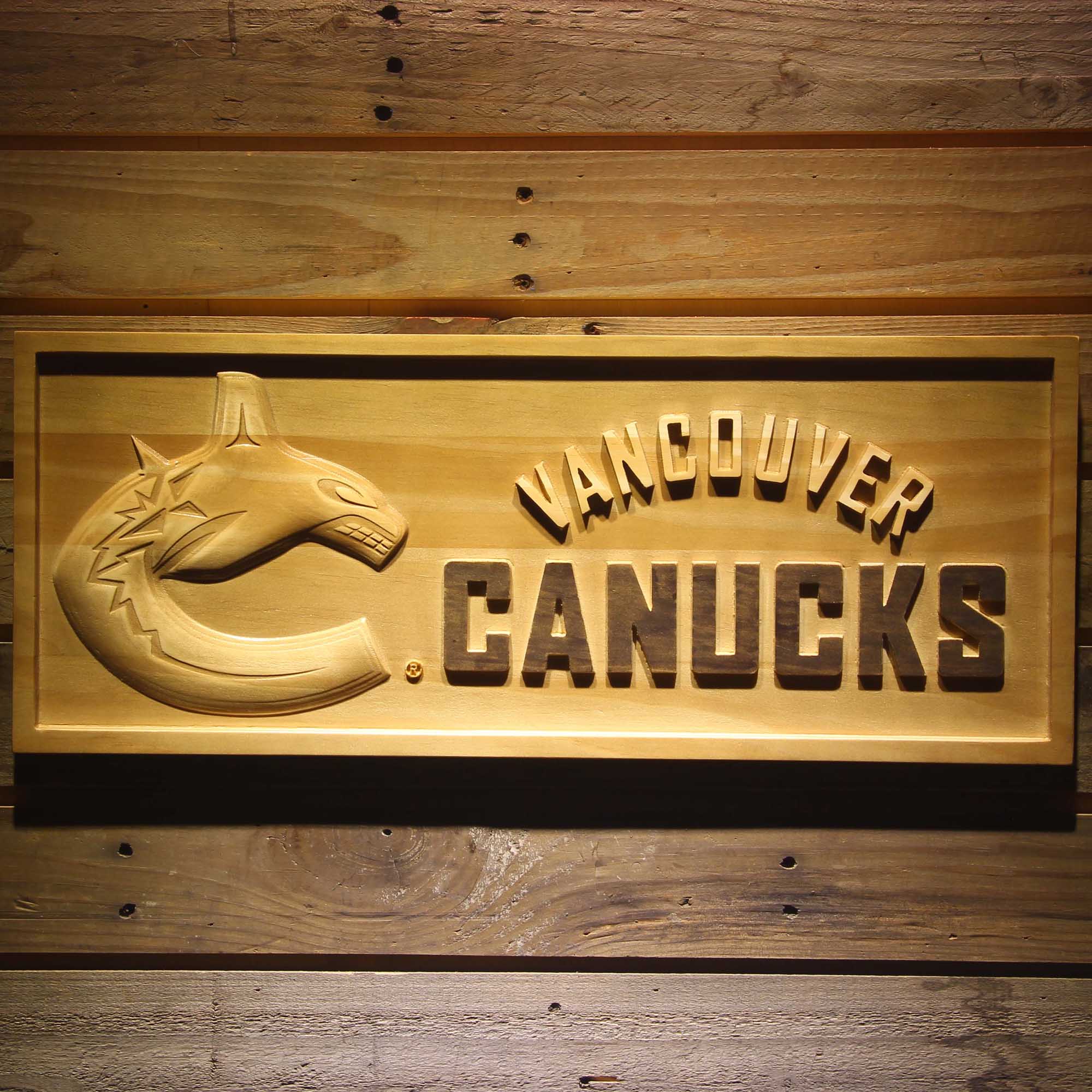 Vancouver Canucks Hockey Man Cave Sport 3D Wooden Engrave Sign