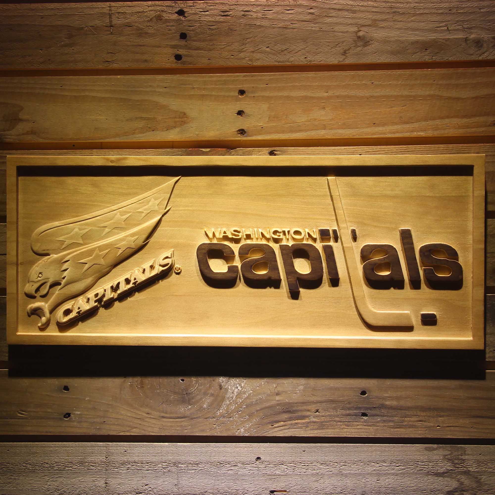 Washington Capitals Hockey Man Cave Sport 3D Wooden Engrave Sign