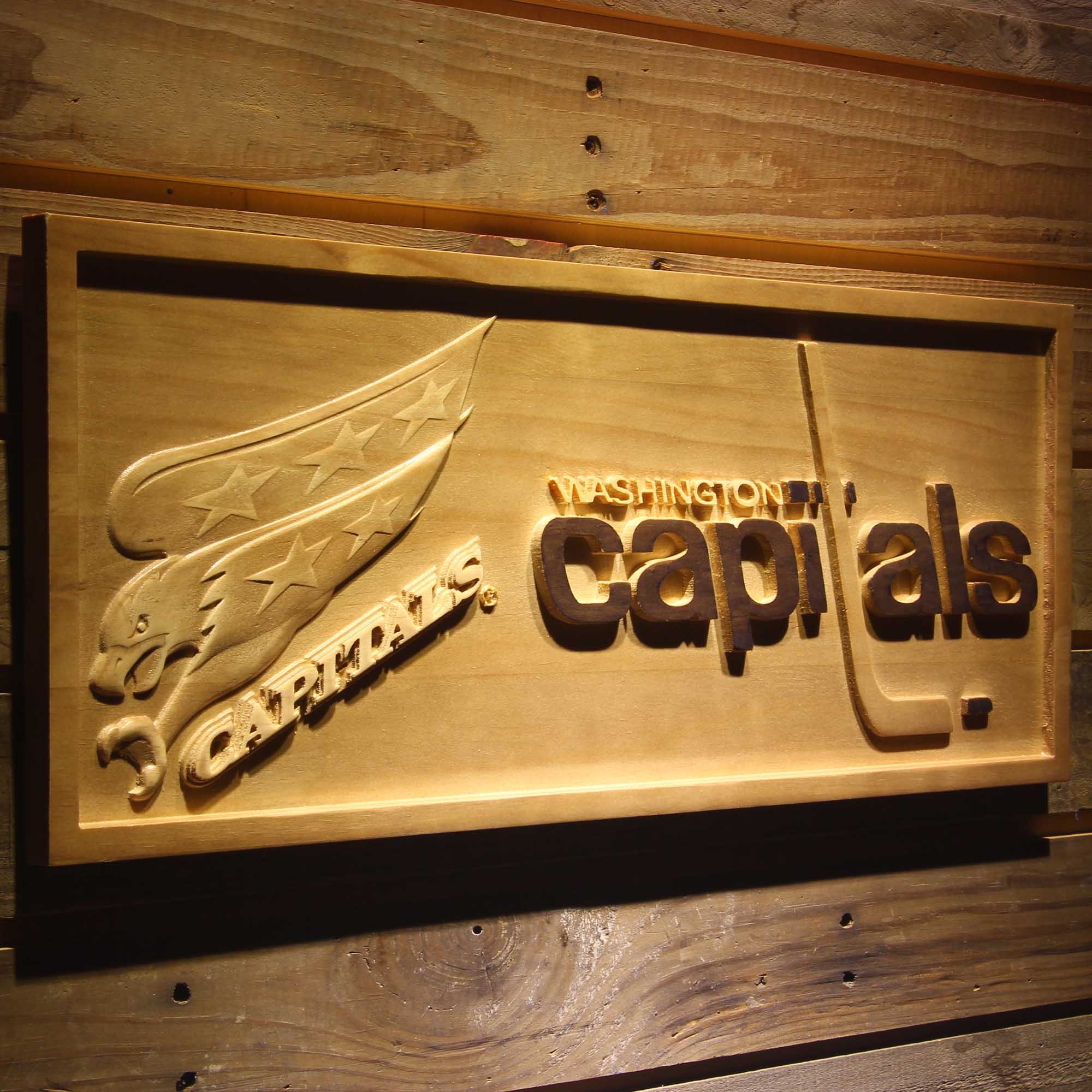 Washington Capitals Hockey Man Cave Sport 3D Wooden Engrave Sign