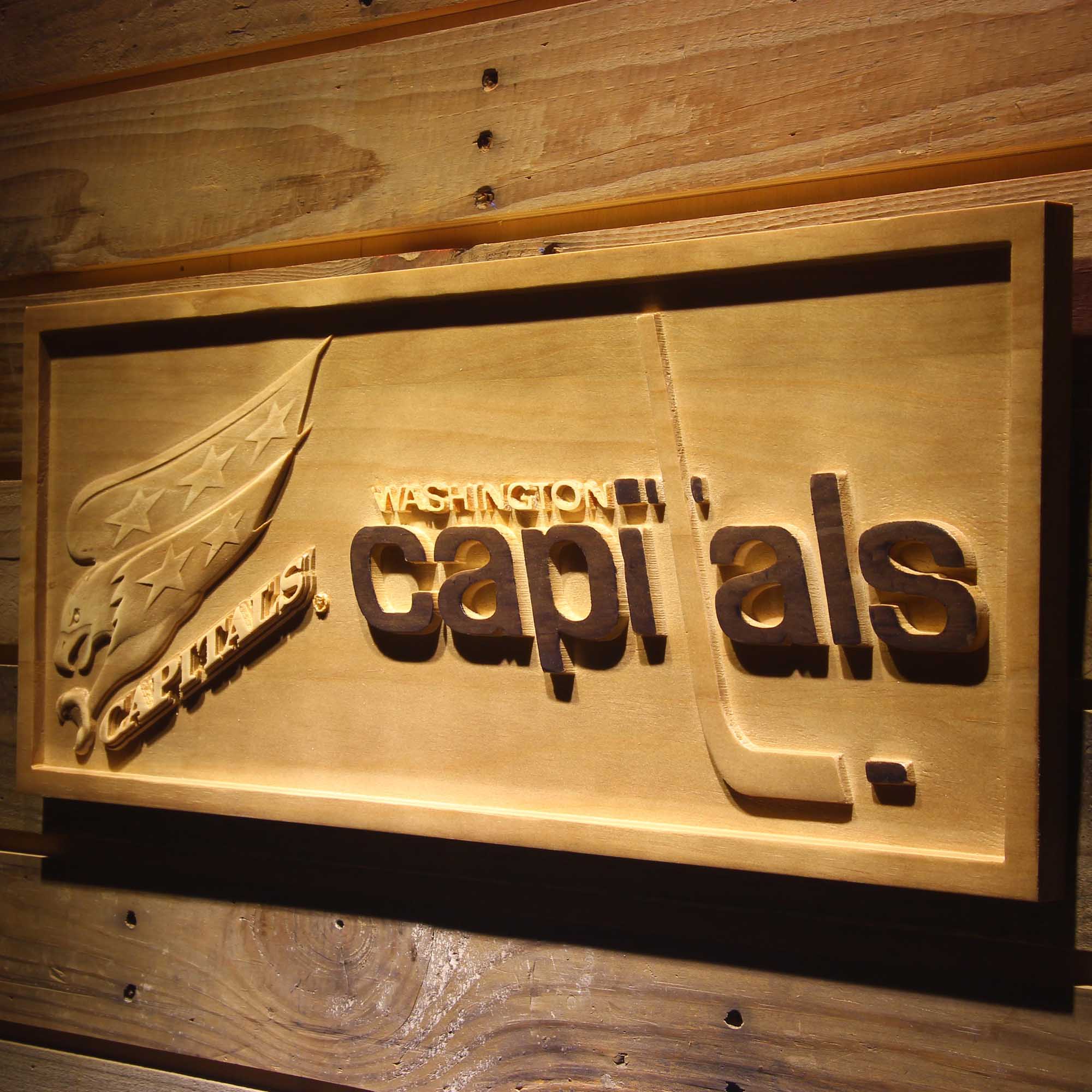 Washington Capitals Hockey Man Cave Sport 3D Wooden Engrave Sign