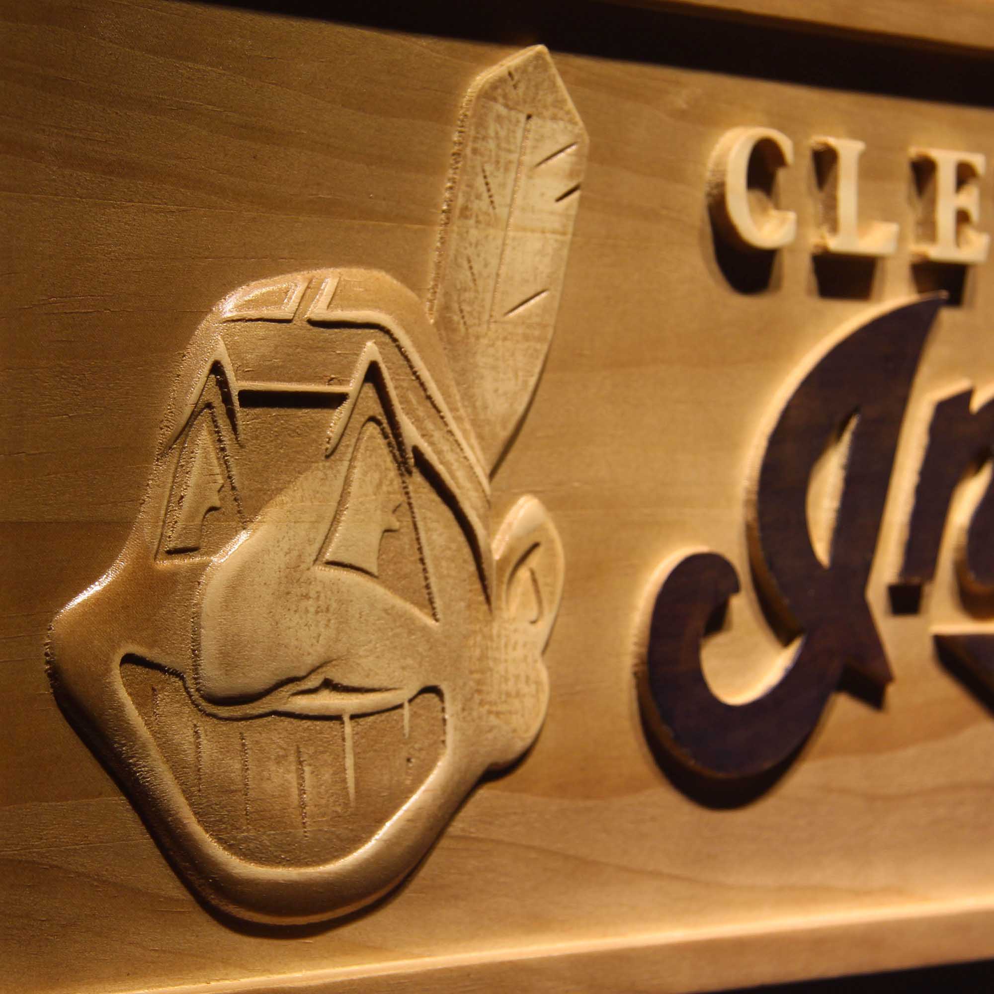 Cleveland Indians 3D Wooden Engrave Sign