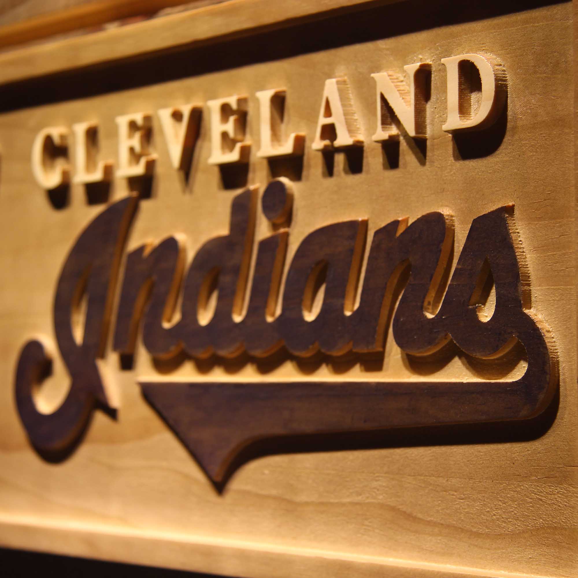 Cleveland Indians 3D Wooden Engrave Sign