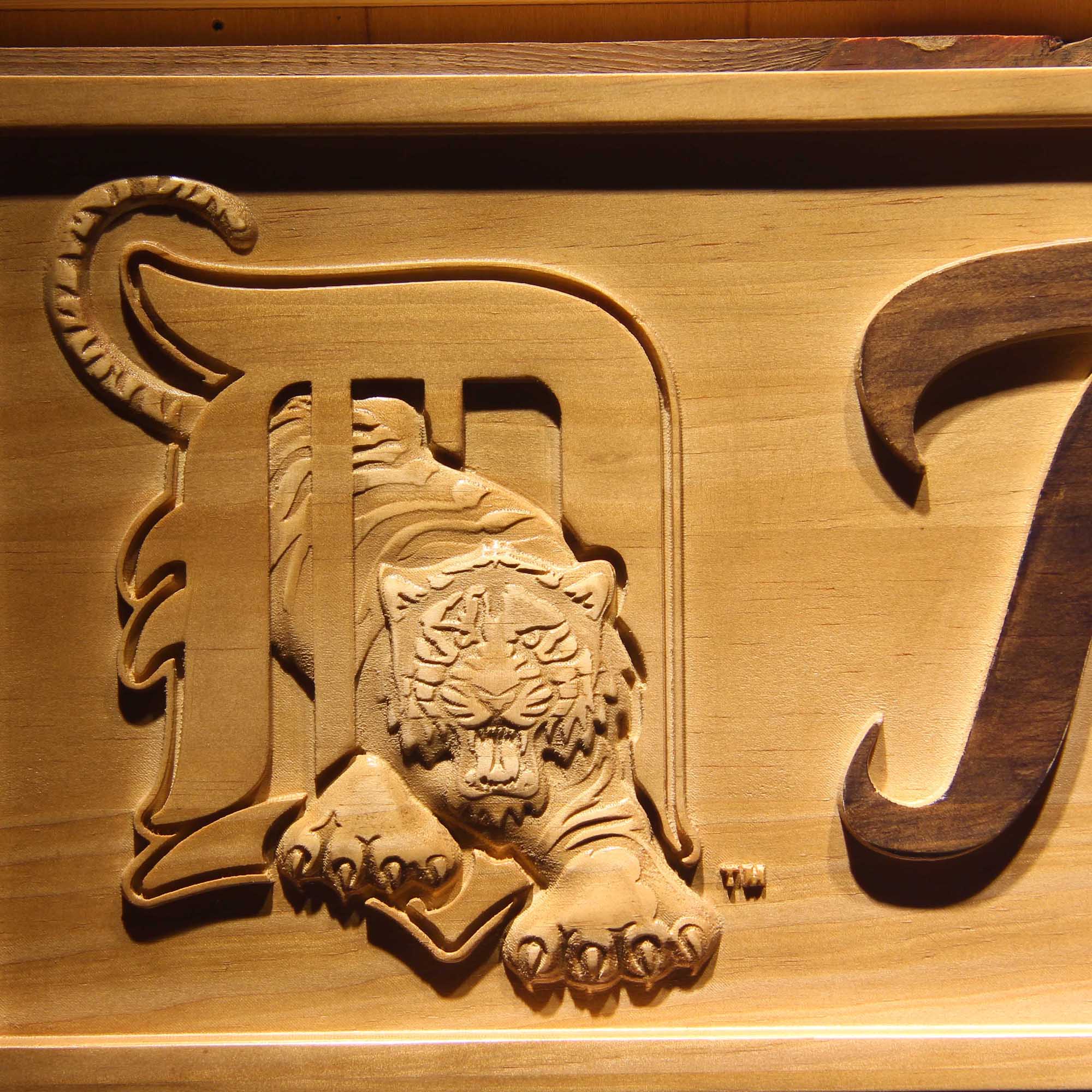 Detroit Tigers 3D Wooden Engrave Sign