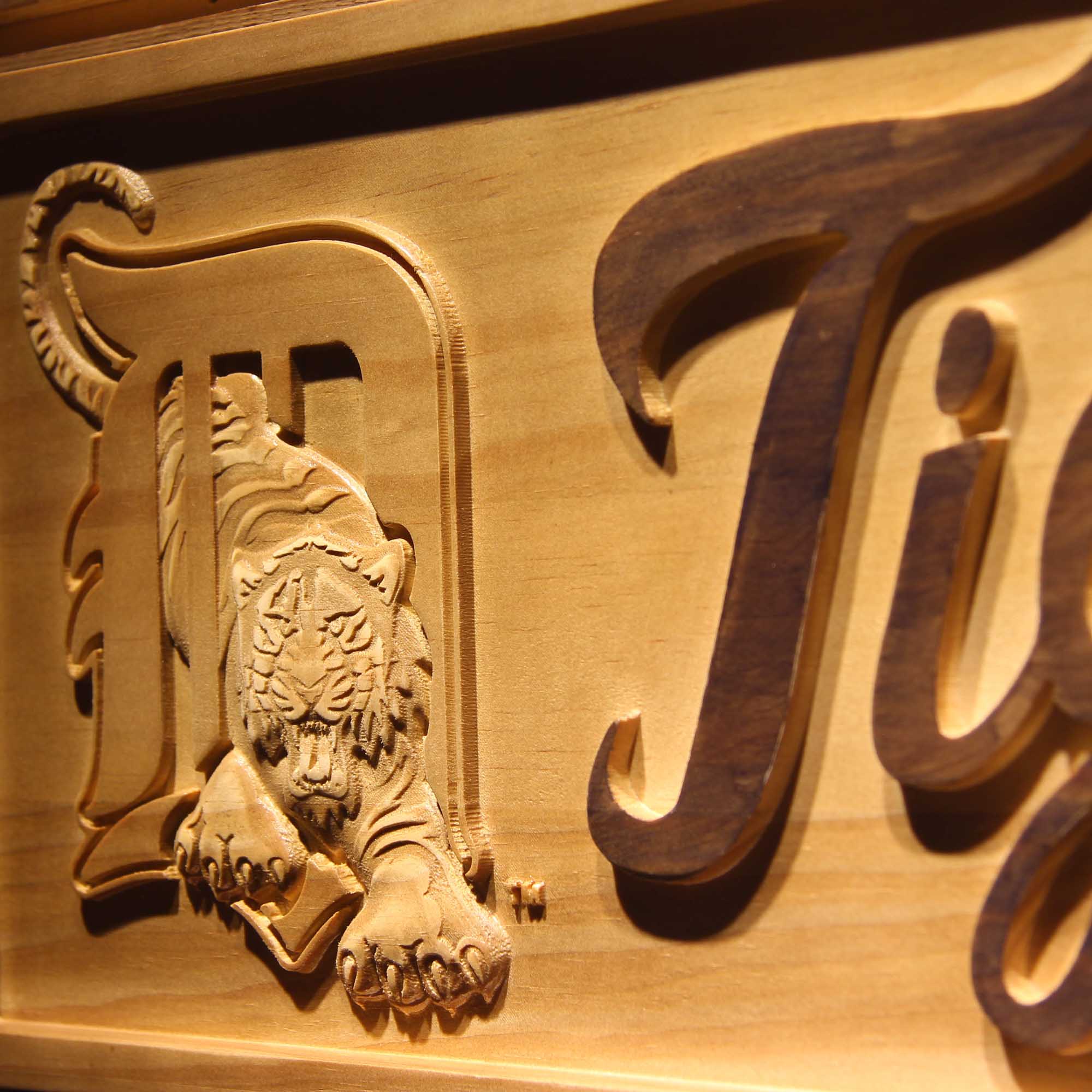 Detroit Tigers 3D Wooden Engrave Sign