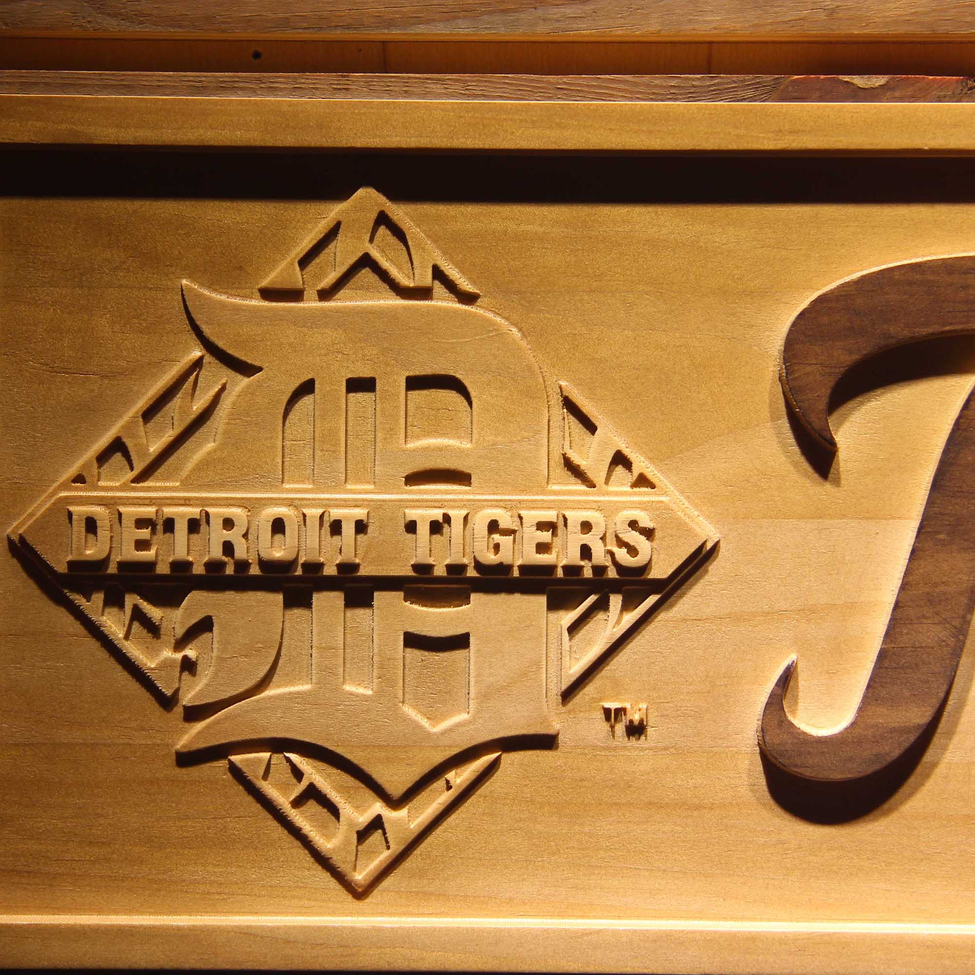 Detroit Tigers 3D Wooden Engrave Sign