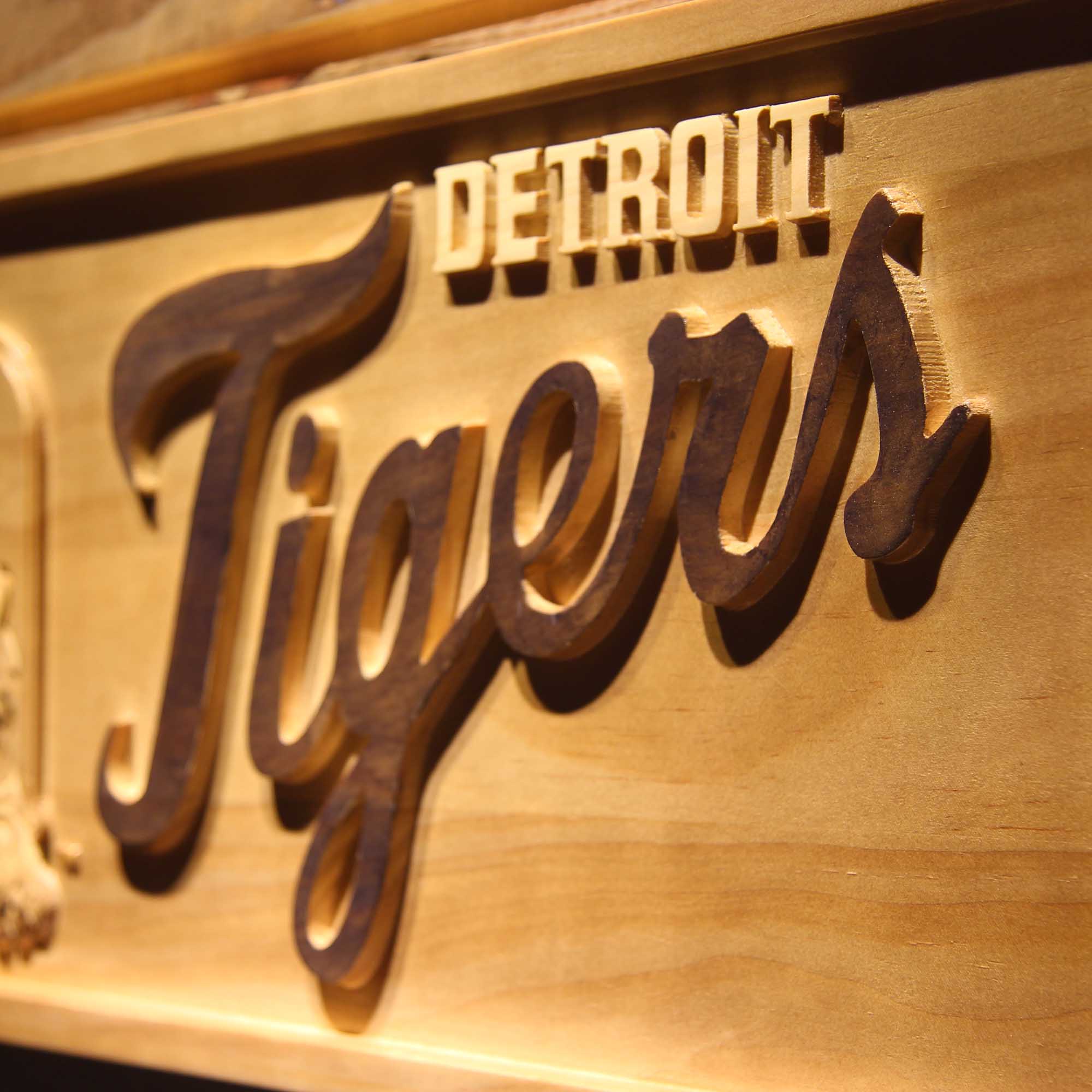 Detroit Tigers 3D Wooden Engrave Sign