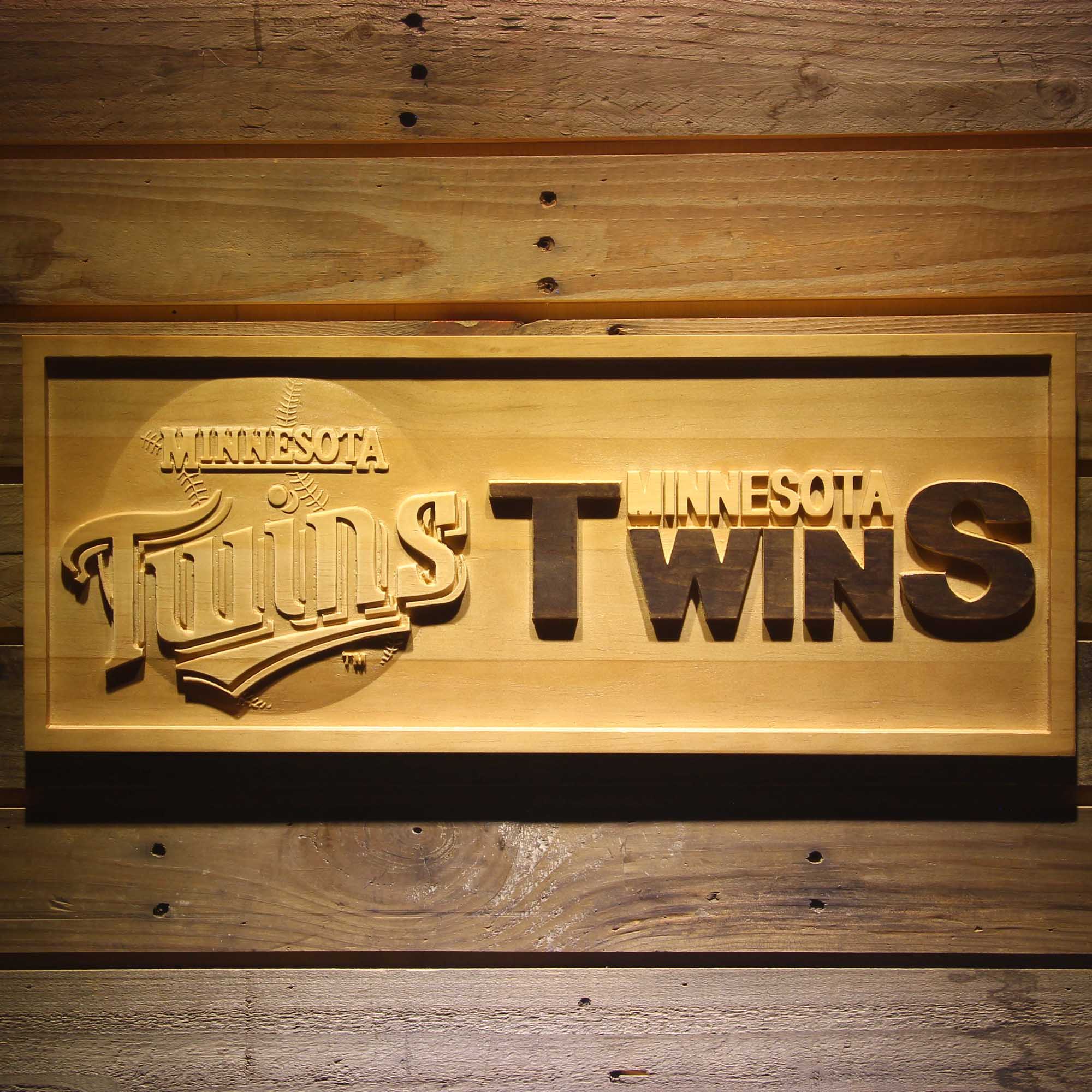 Minnesota Twins 3D Wooden Engrave Sign