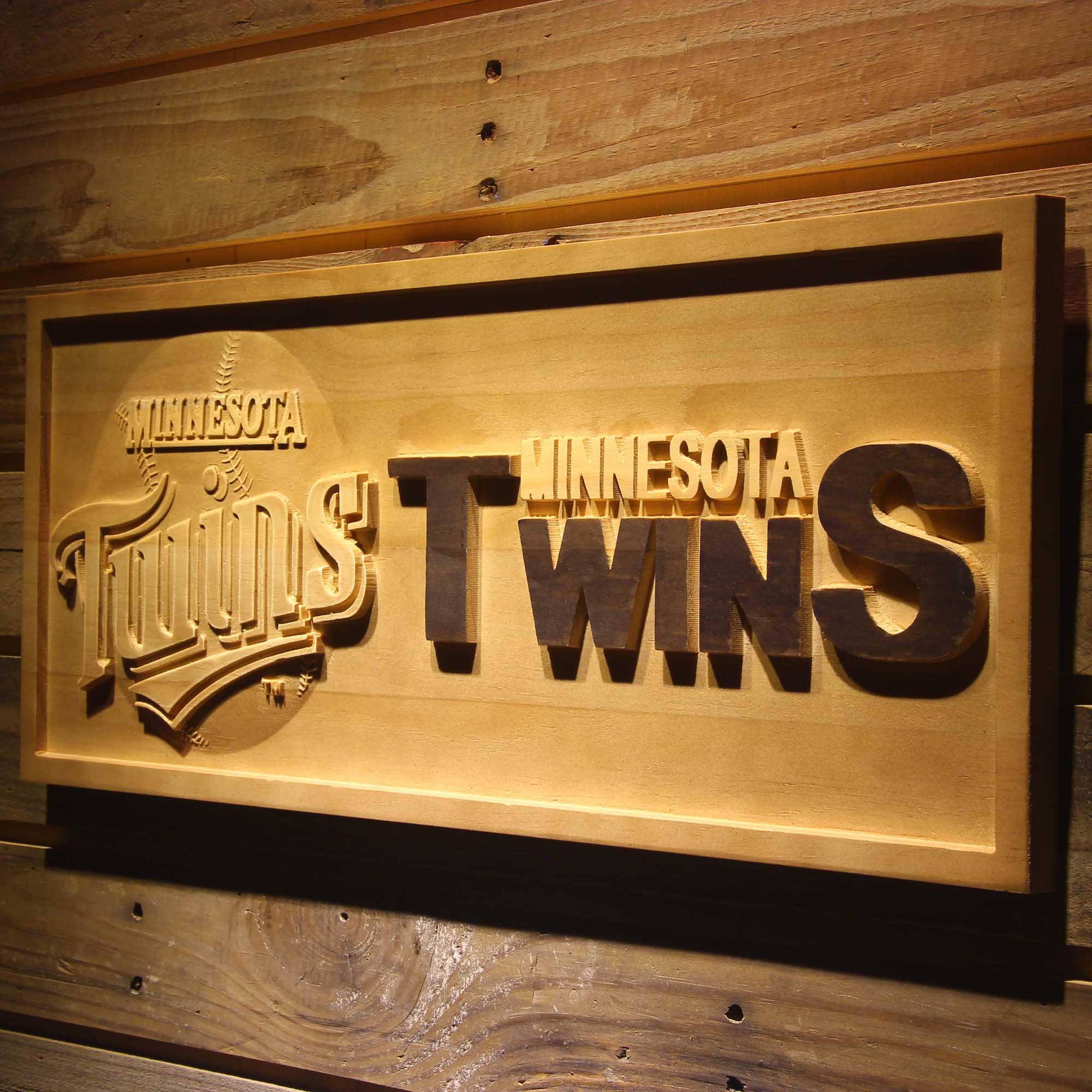 Minnesota Twins 3D Wooden Engrave Sign