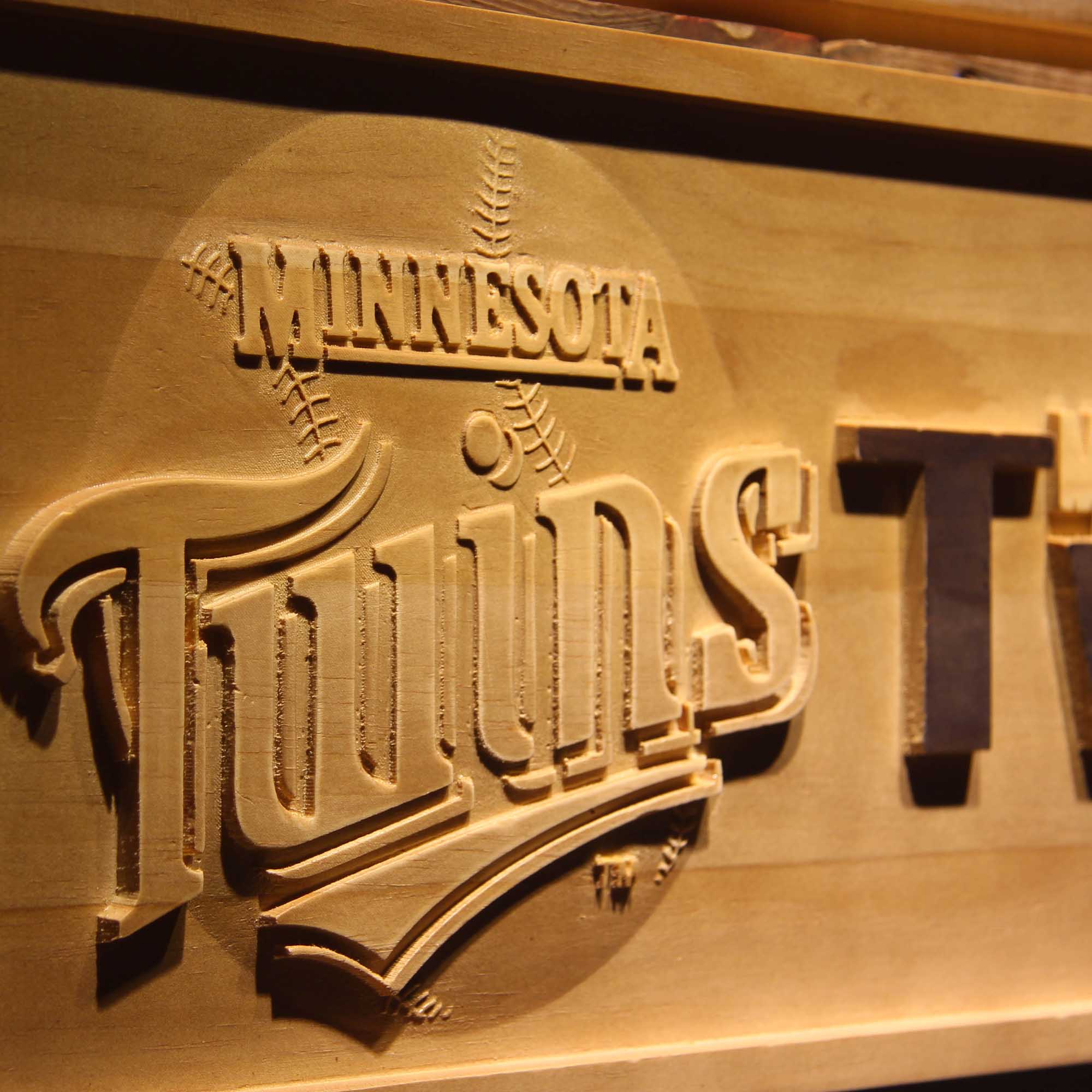 Minnesota Twins 3D Wooden Engrave Sign