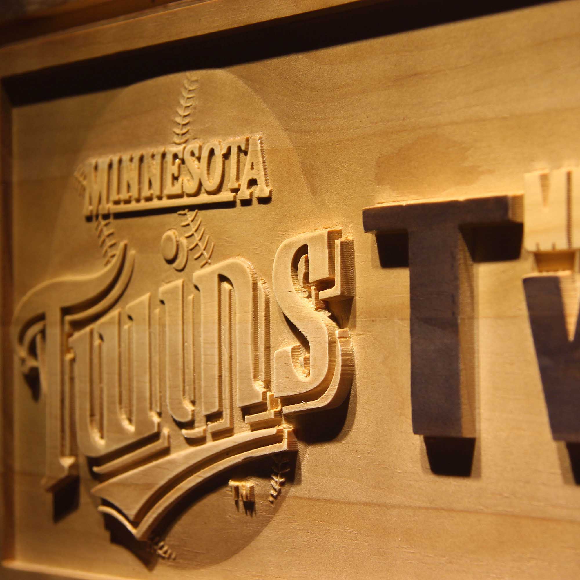 Minnesota Twins 3D Wooden Engrave Sign