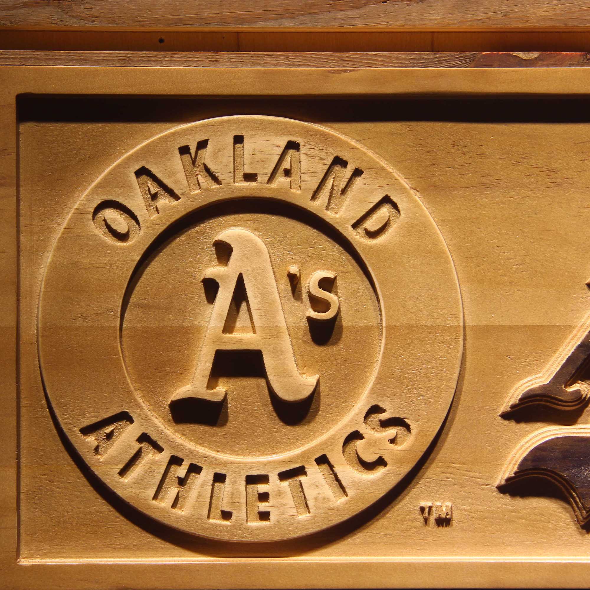 Oakland Athletics 3D Wooden Engrave Sign