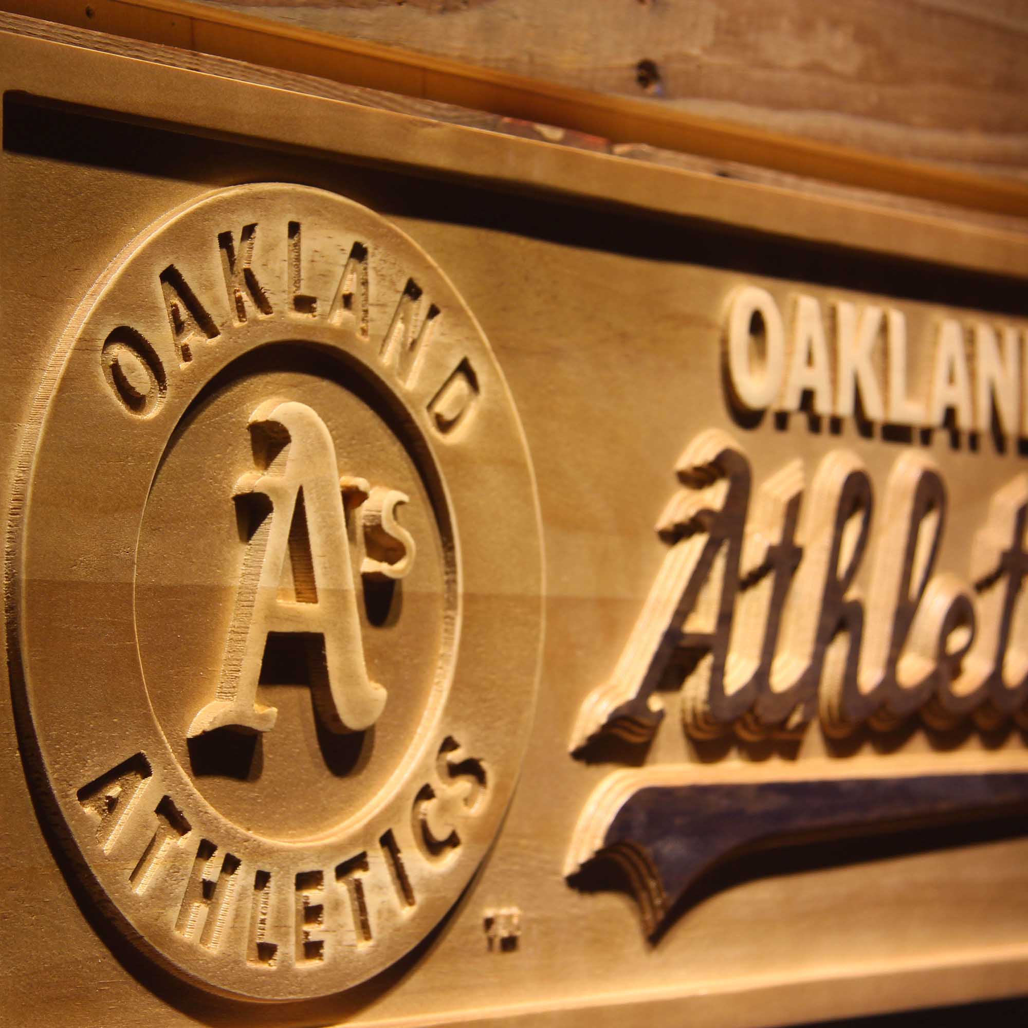 Oakland Athletics 3D Wooden Engrave Sign