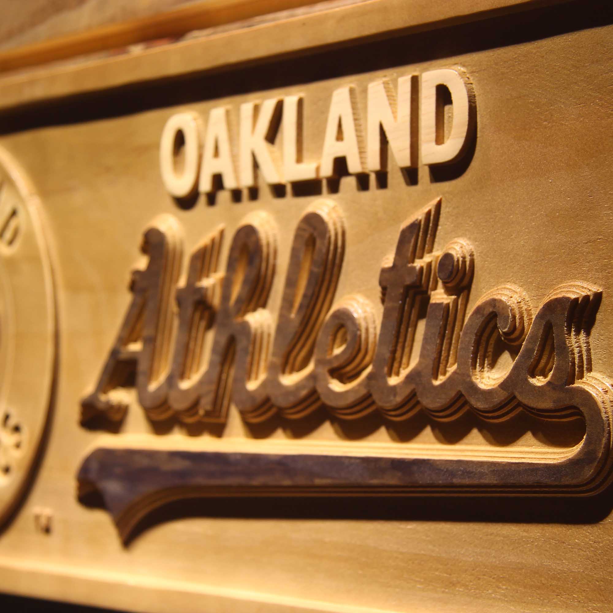 Oakland Athletics 3D Wooden Engrave Sign