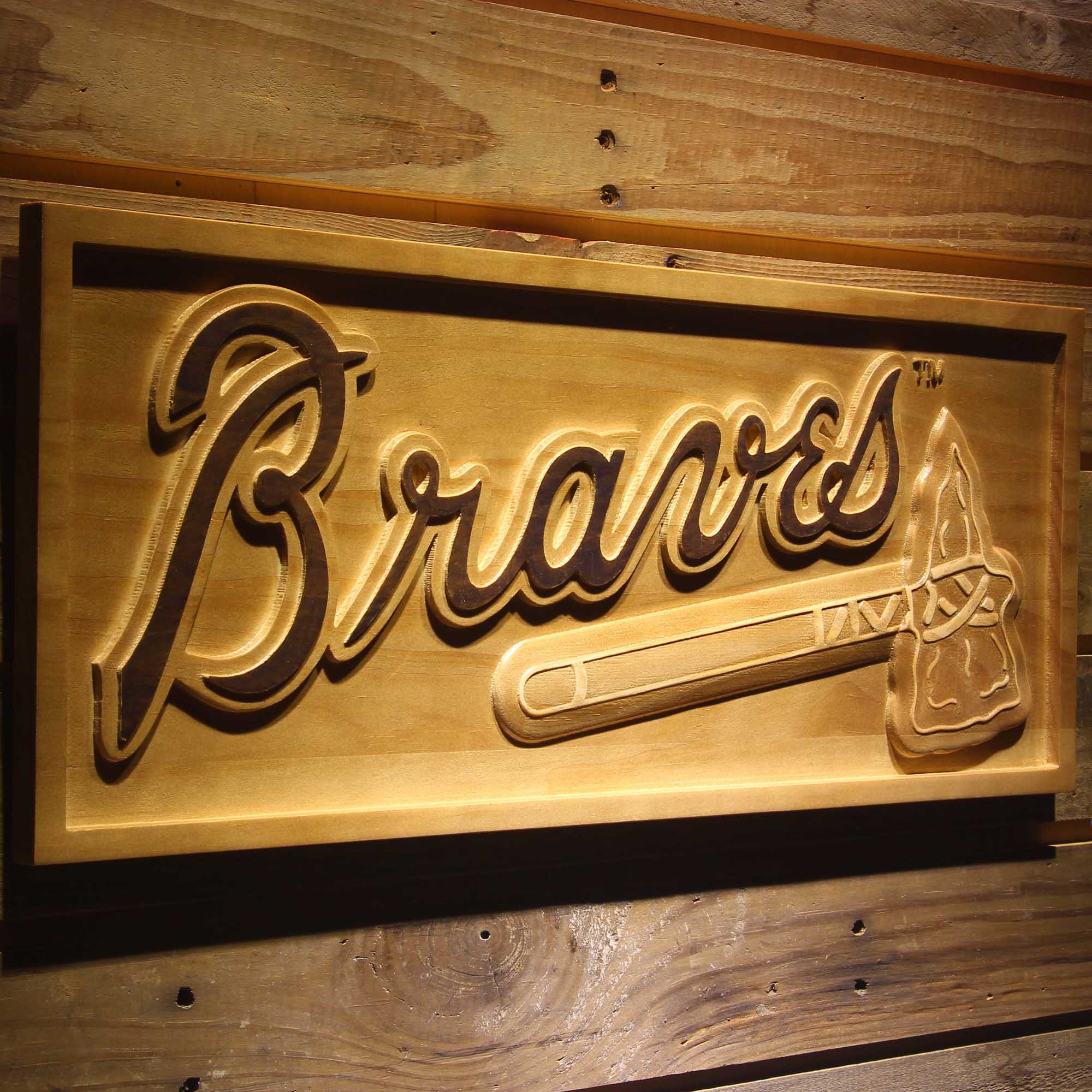 Atlanta Braves 3D Wooden Engrave Sign