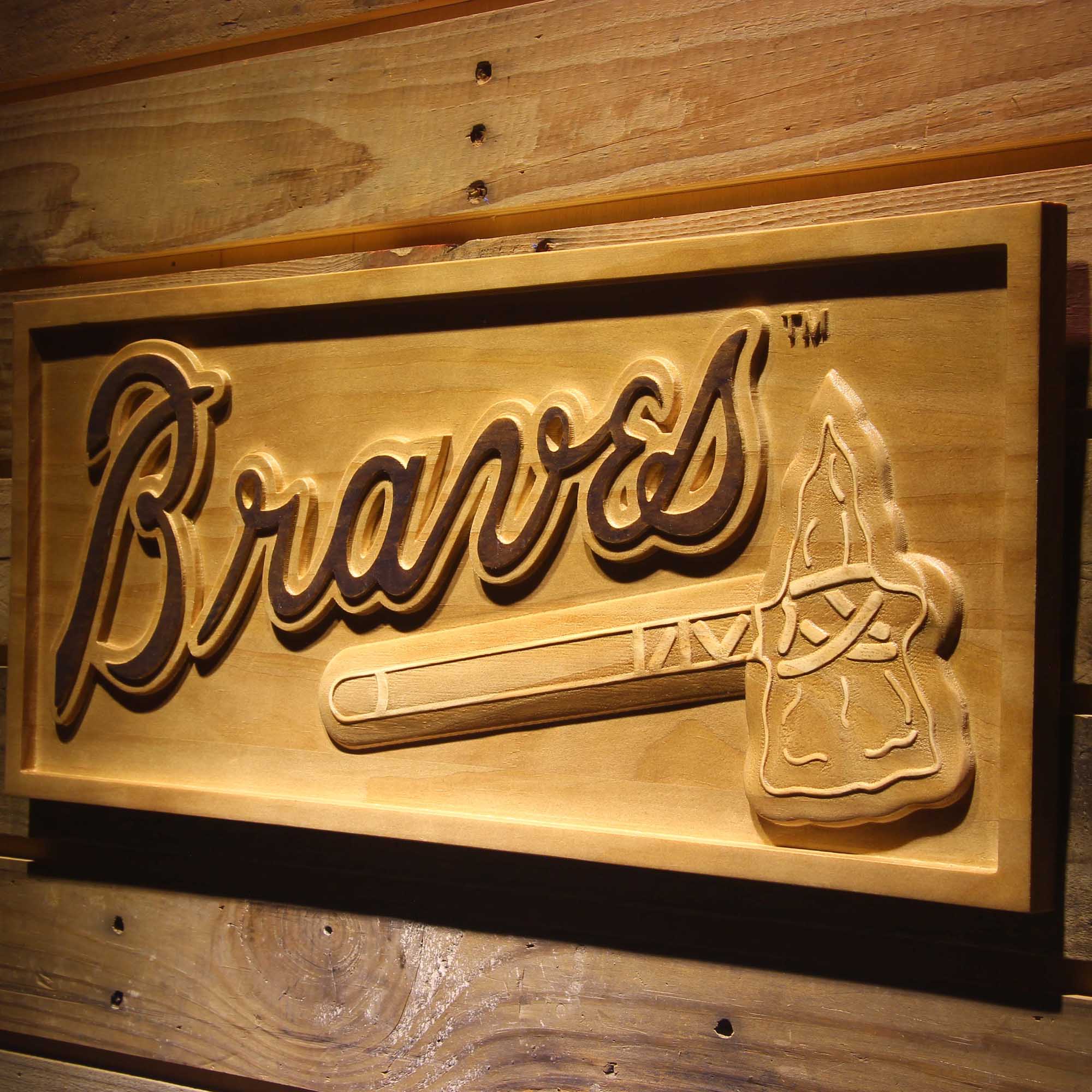 Atlanta Braves 3D Wooden Engrave Sign