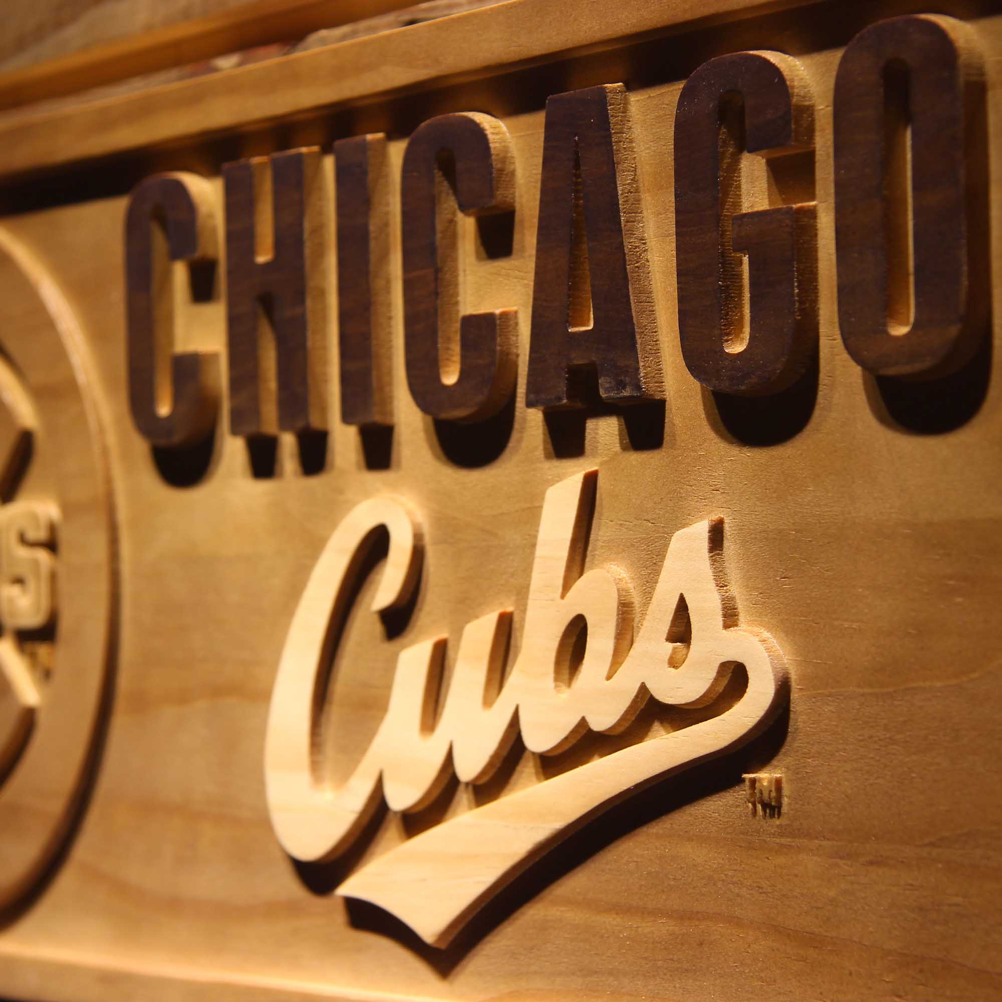 Chicago Cubs 3D Wooden Engrave Sign