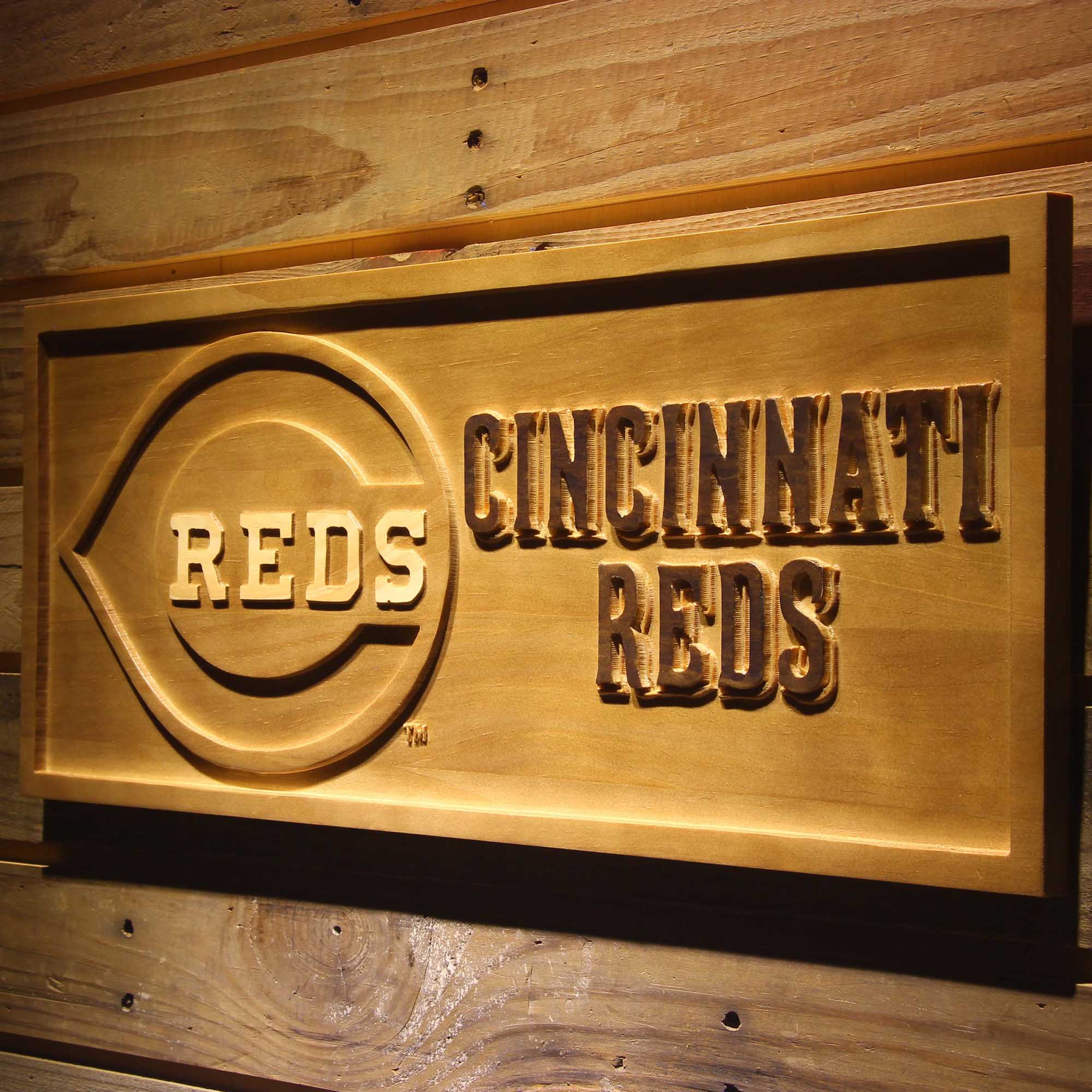 Cincinnati Reds 3D Wooden Engrave Sign