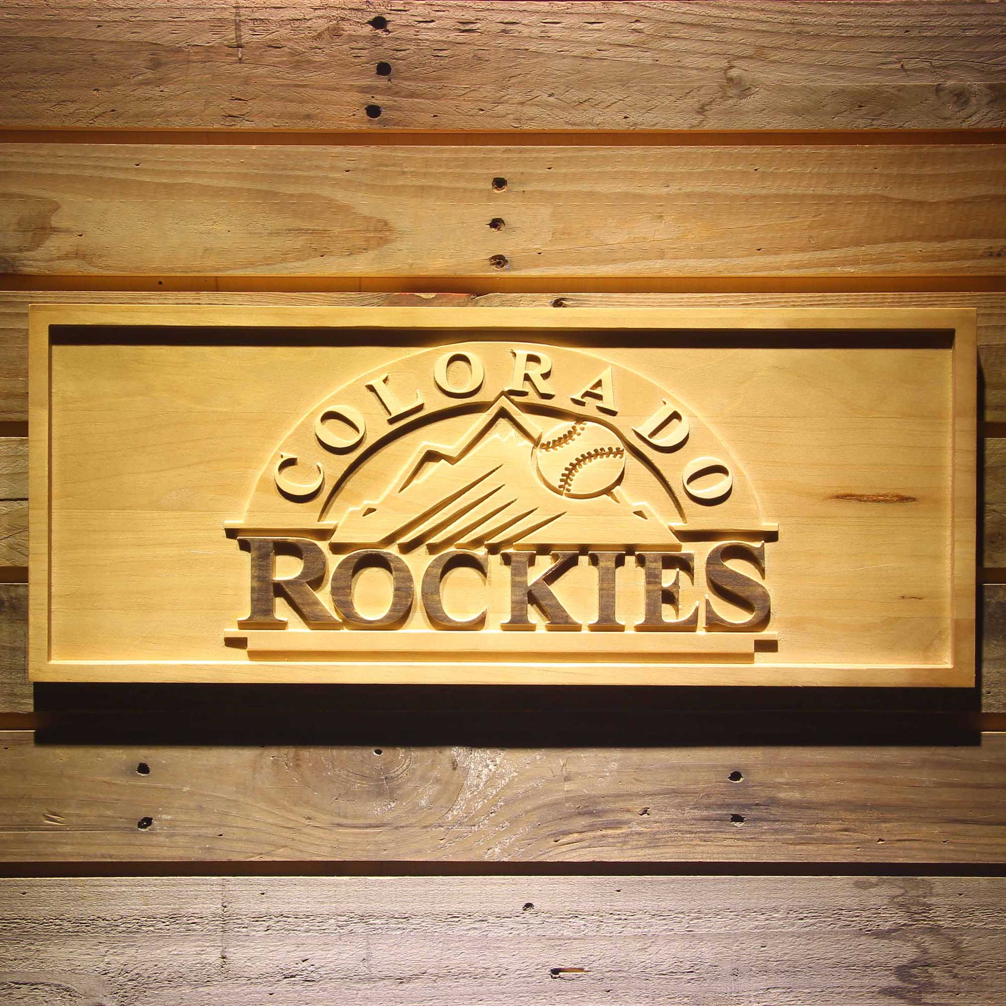 Colorado Rockies 3D Wooden Engrave Sign
