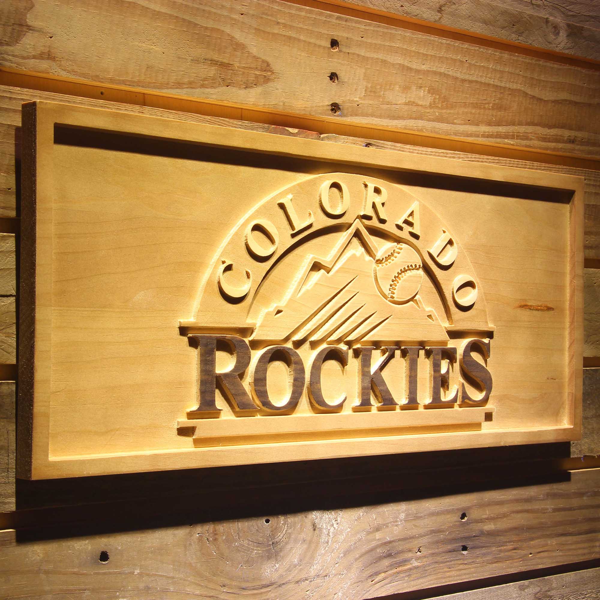 Colorado Rockies 3D Wooden Engrave Sign