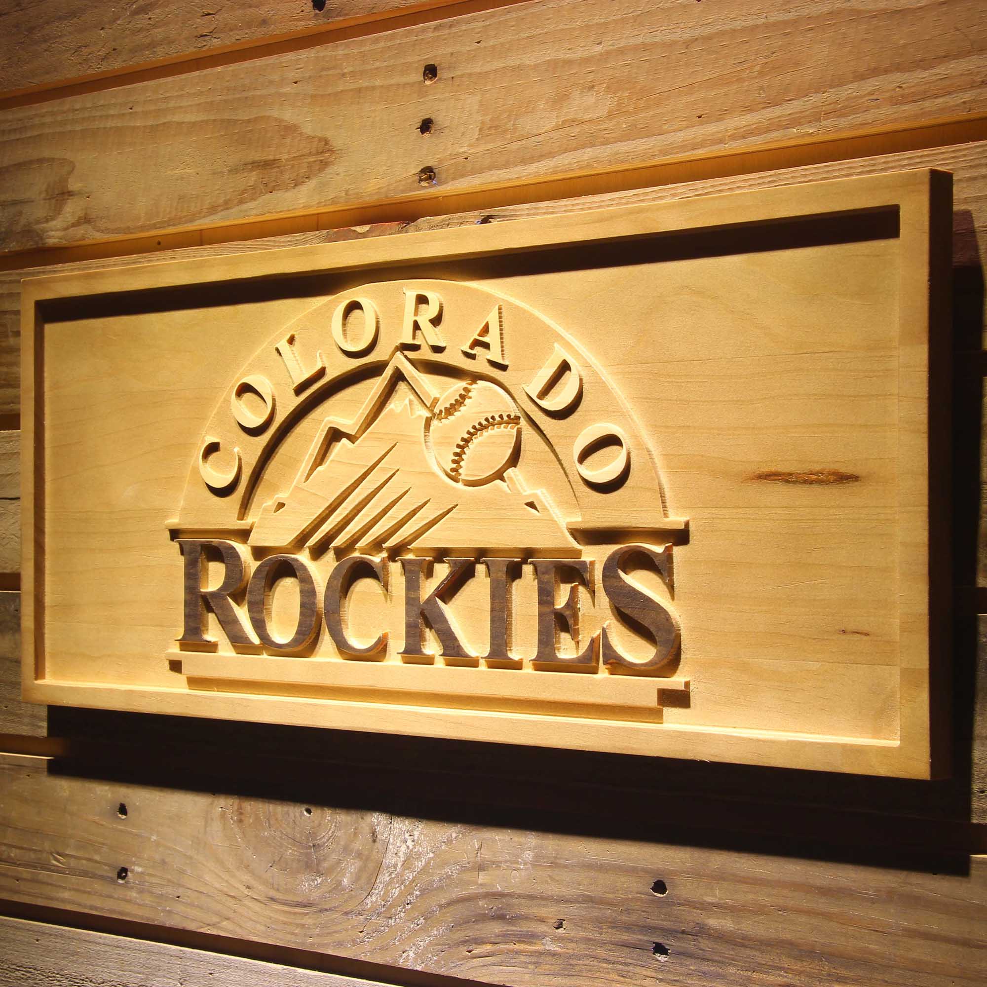 Colorado Rockies 3D Wooden Engrave Sign